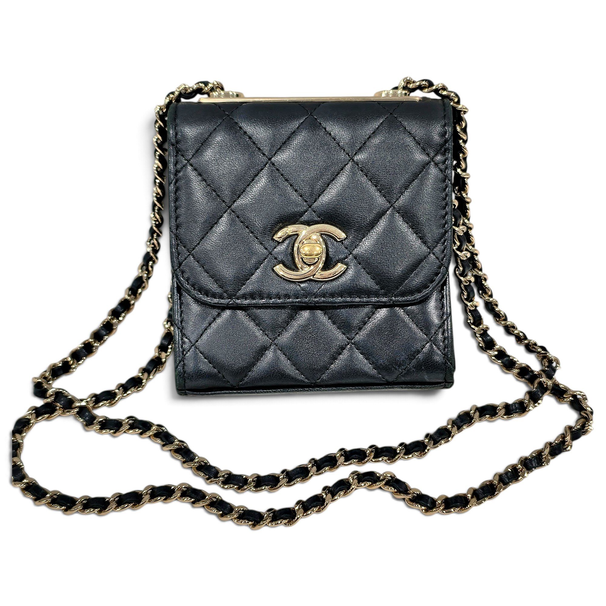 Trendy CC leather crossbody bag