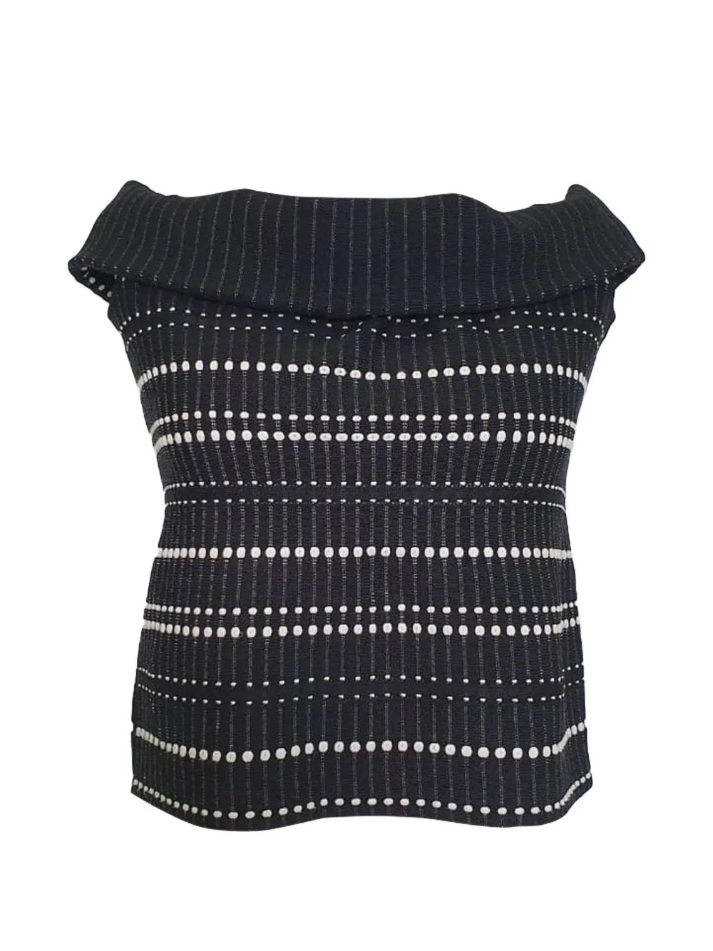 bouclé-knit off-shoulder crop top