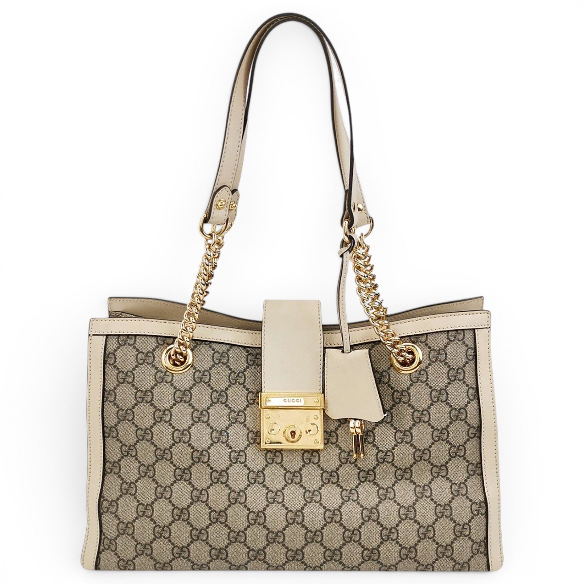 Padlock leather handbag