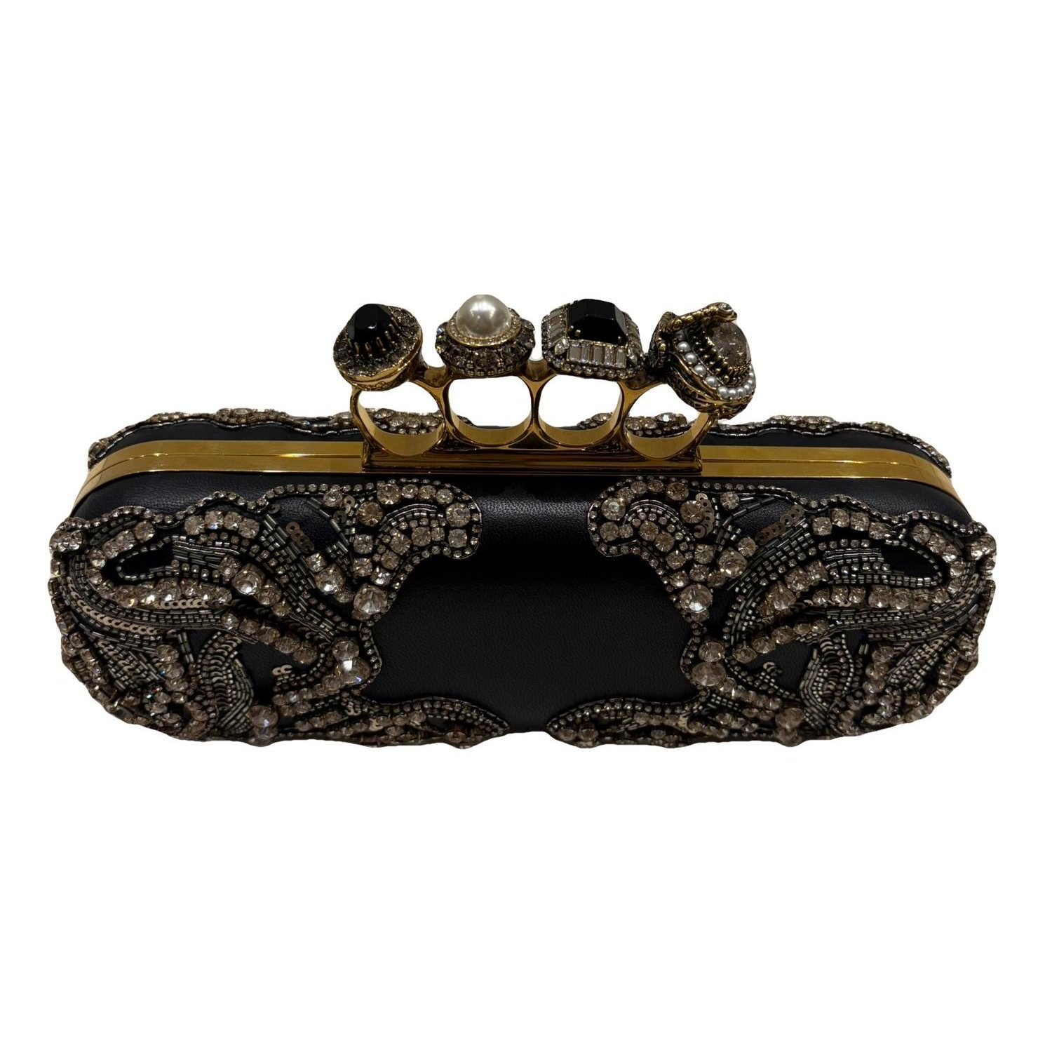 Knuckle leather clutch bag