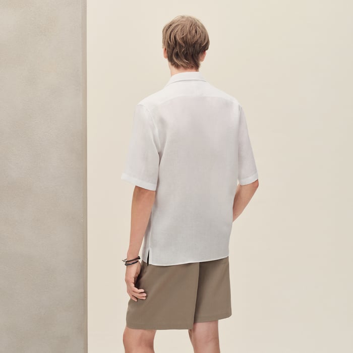 Blanc Short-sleeve Straight Cut Shirt With Notched Collar