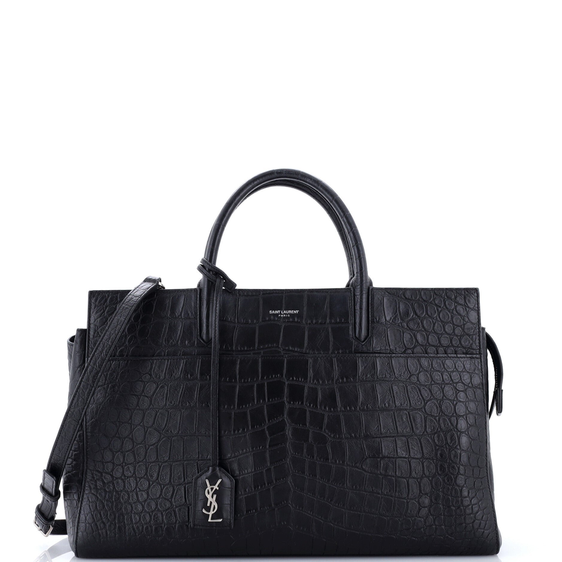 Rive Gauche Cabas Crocodile Embossed Leather Medium