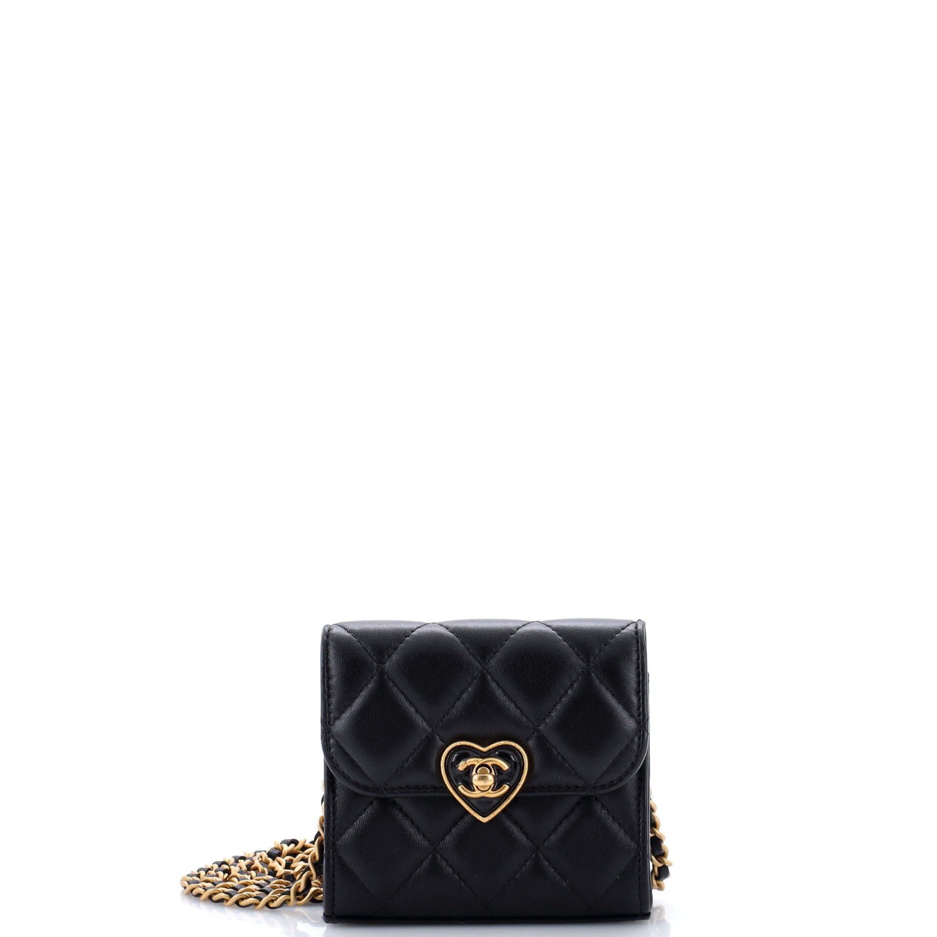 Coco Love CC Heart Clutch with Chain Quilted Lambskin Mini