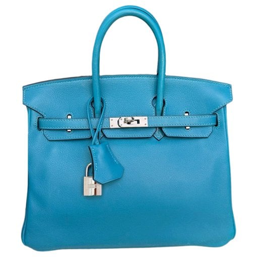 Hermes Birkin 25 Handbag Blue Paon Evercolor Leather