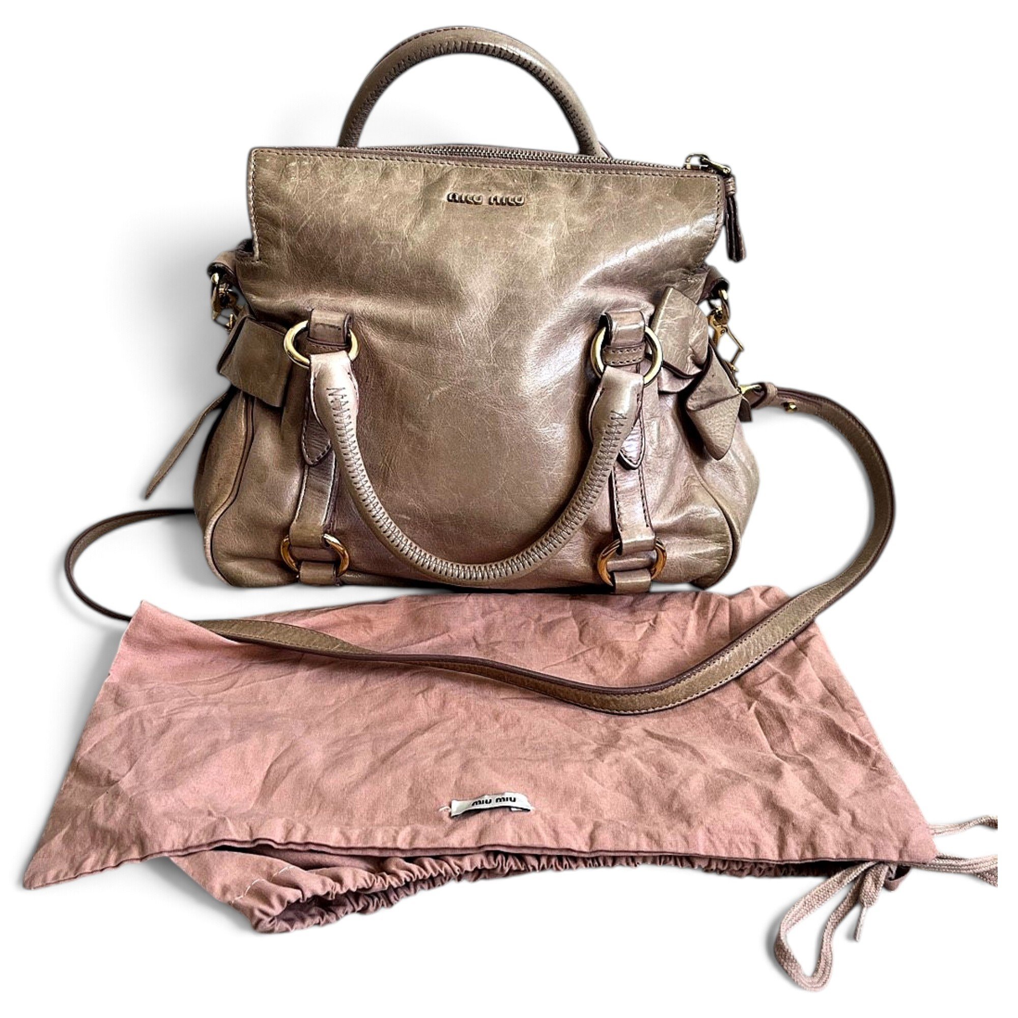 Bow bag leather handbag