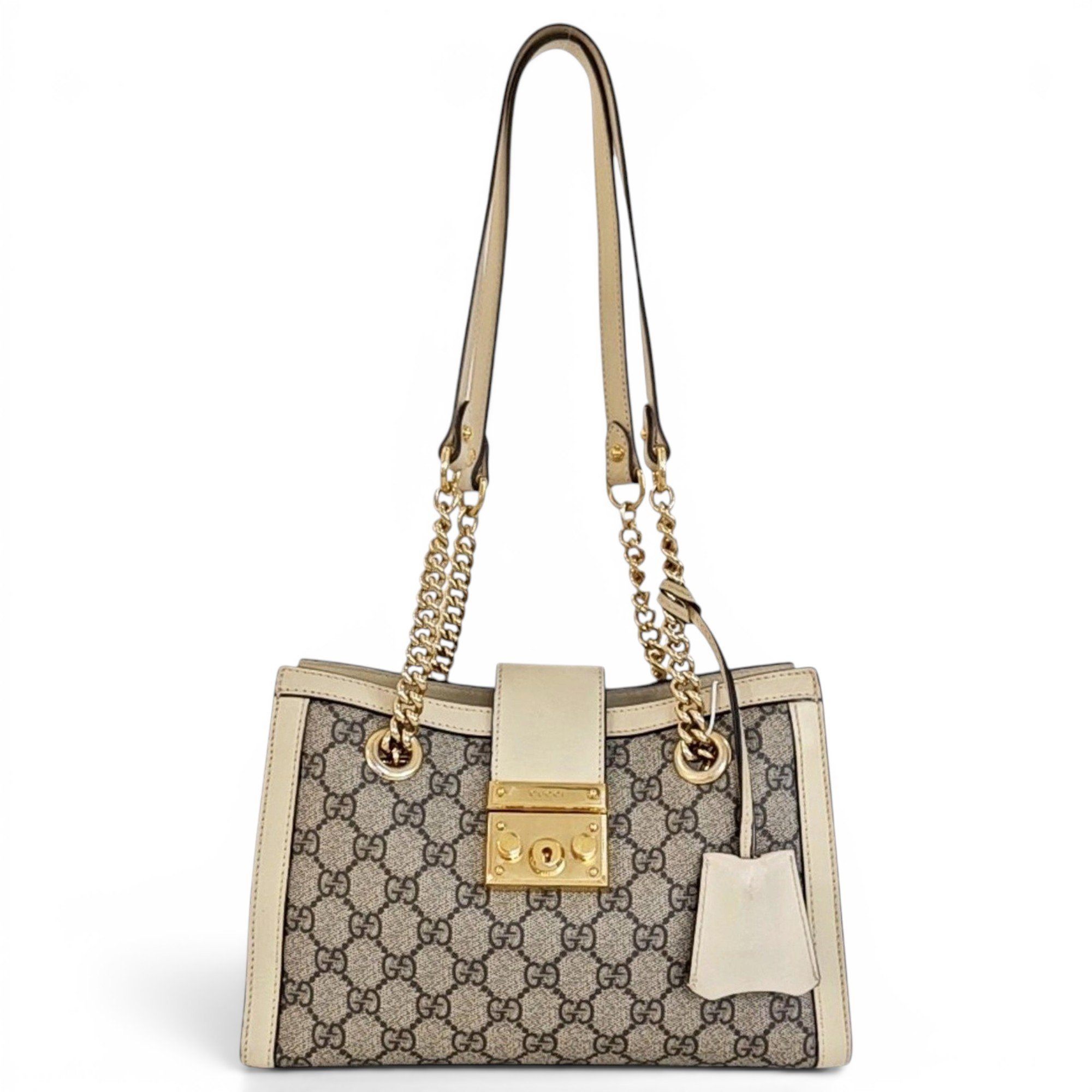Padlock leather handbag