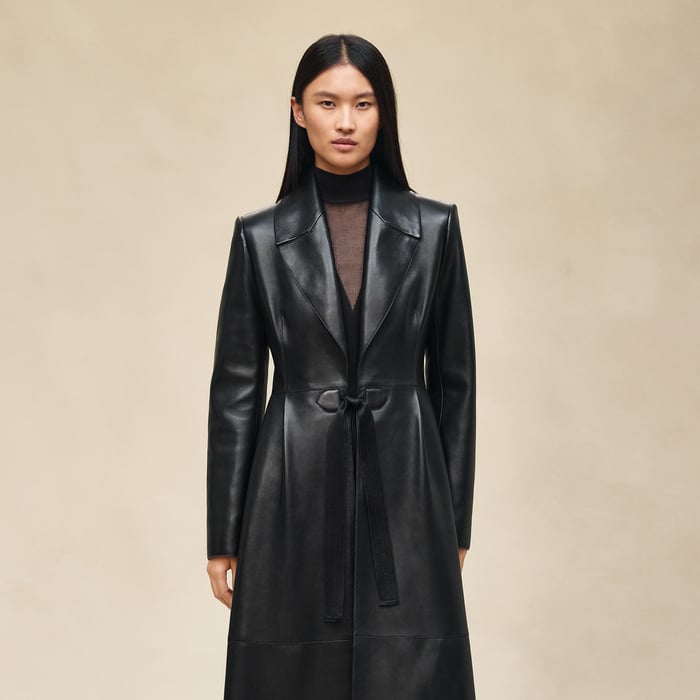 Noir Leather Suit Coat