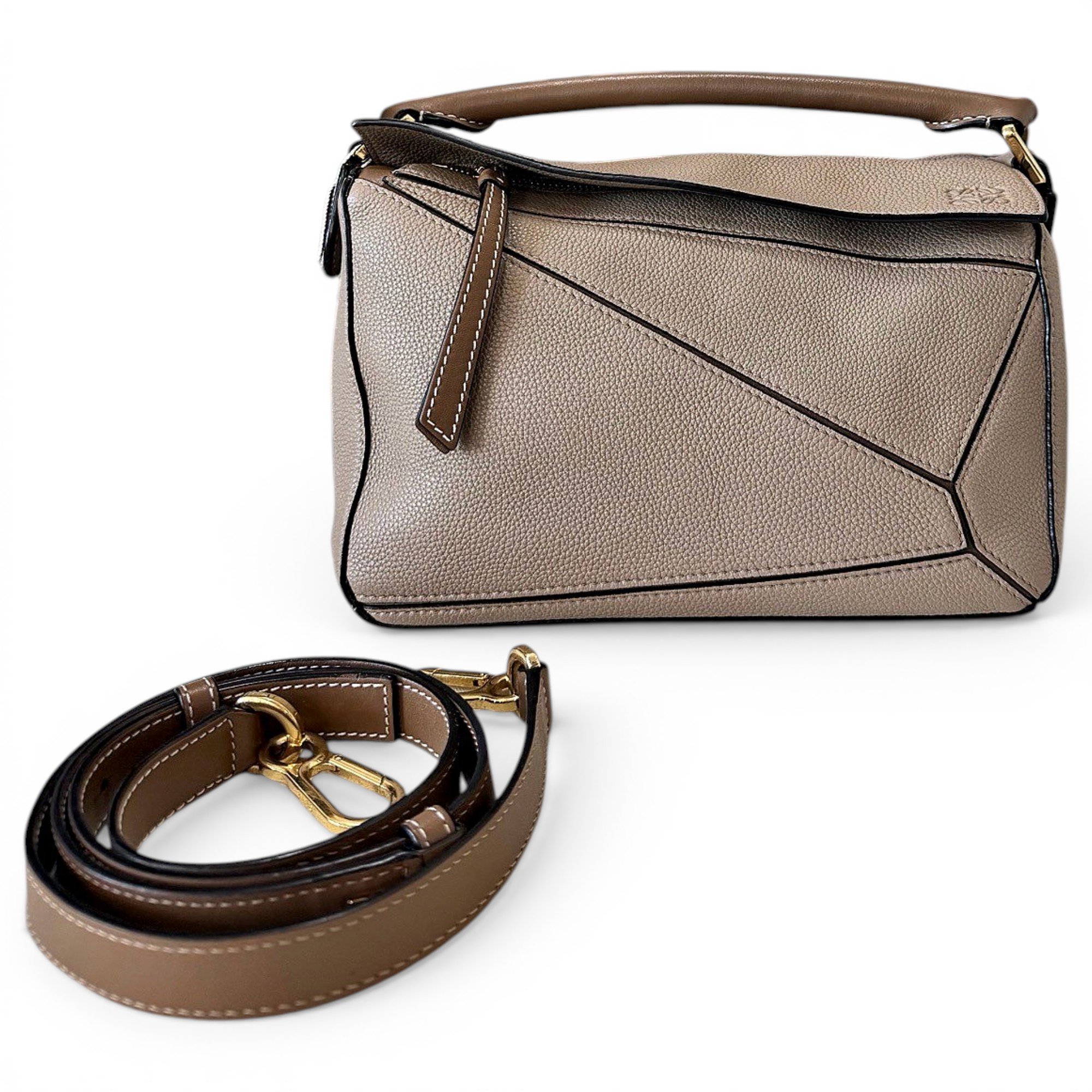 Puzzle leather handbag