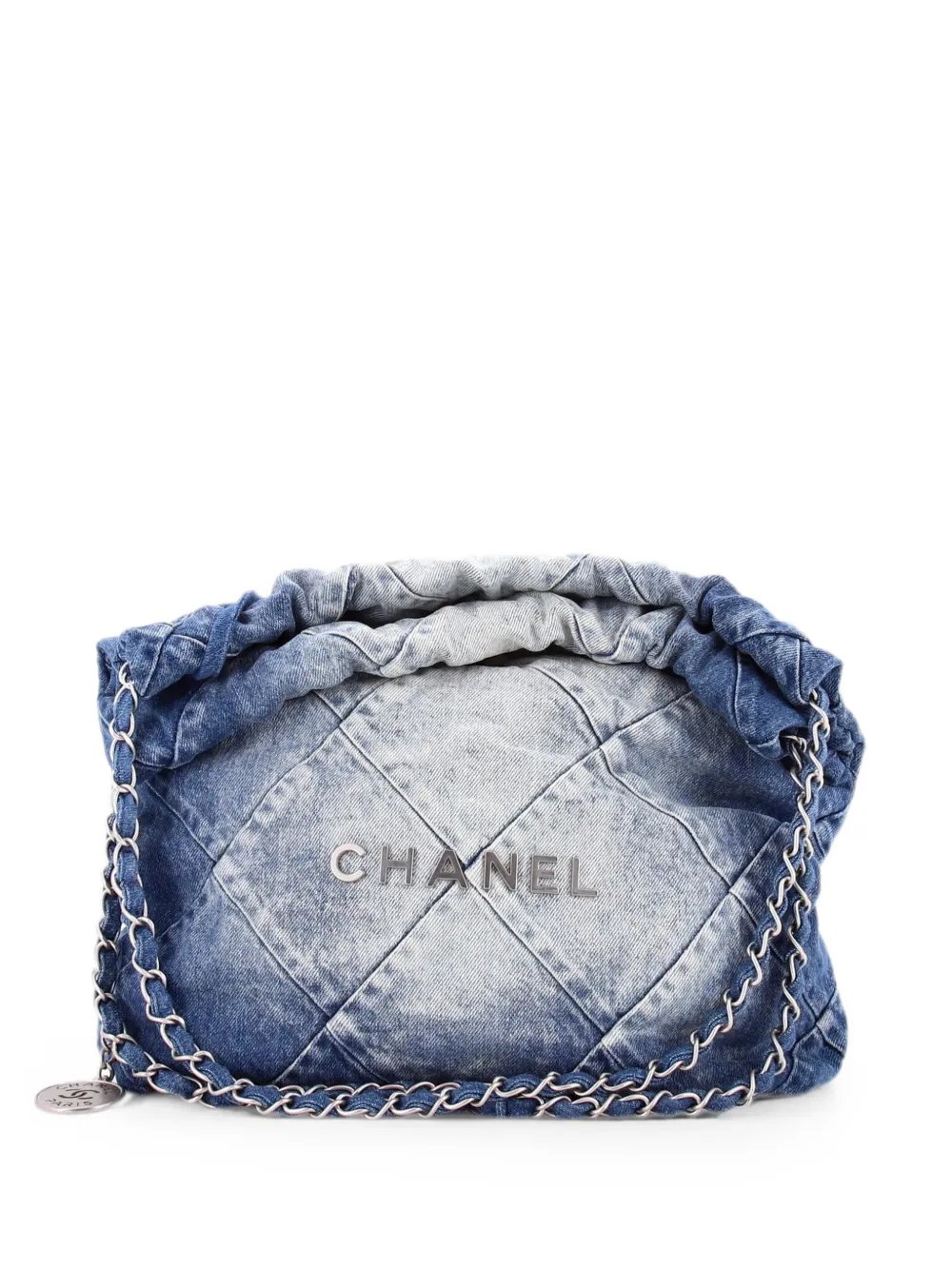 22 Chain Quilted Denim Small hobo bag
