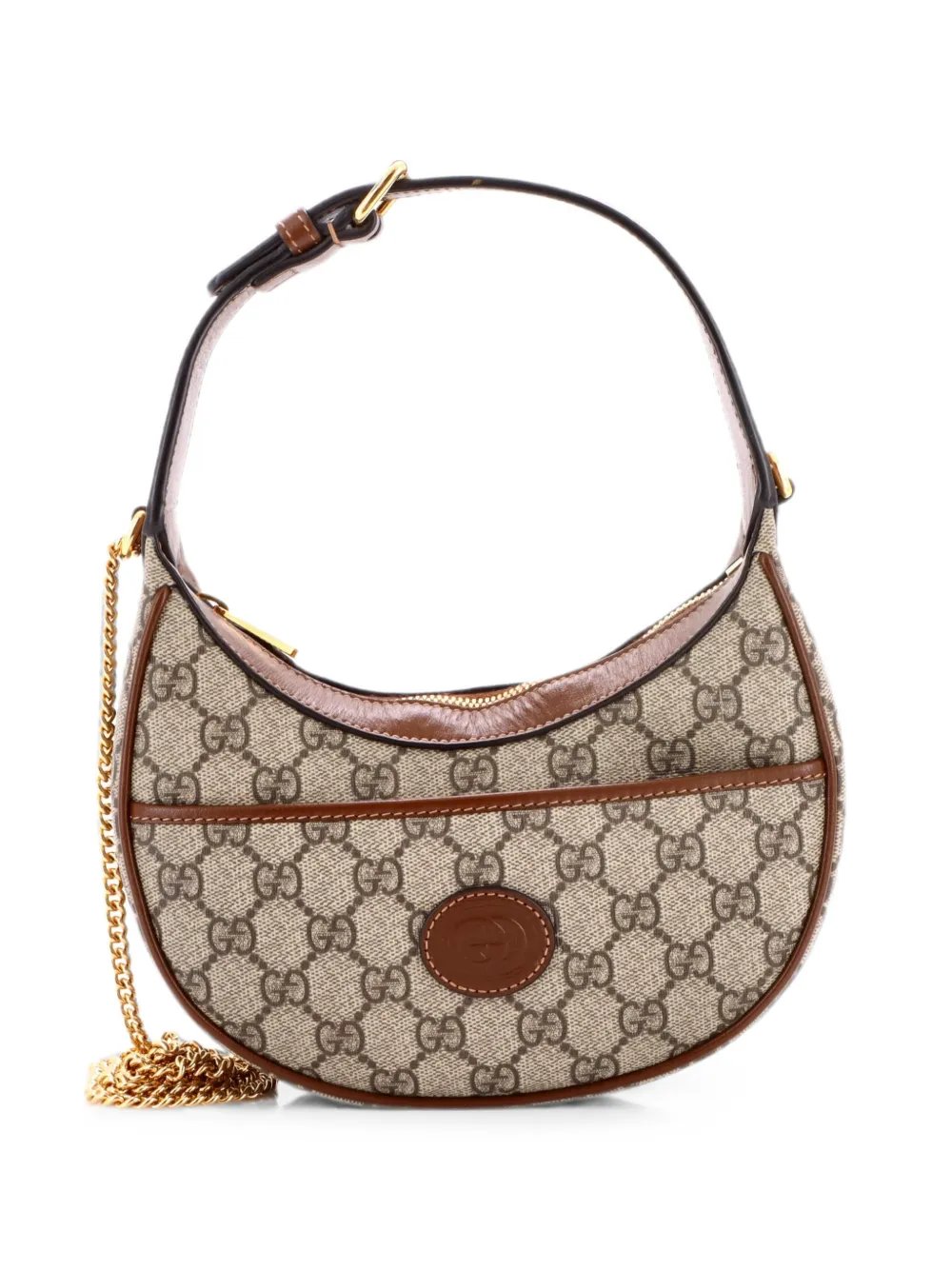 Interlocking G Patch Half Moon GG Coated Canvas Mini hobo bag