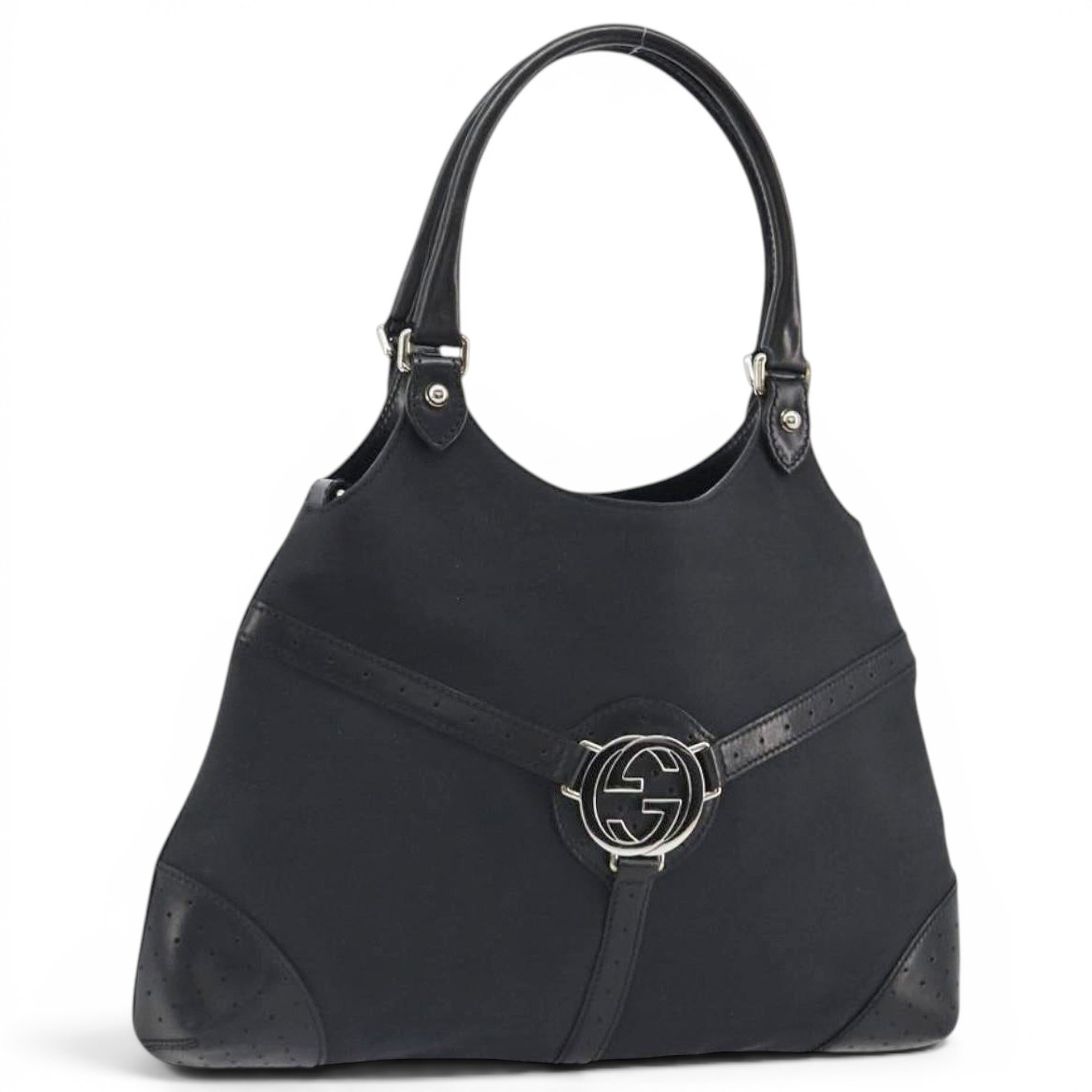 Interlocking leather handbag