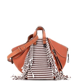 Loewe Hammock Bag Leather and Fringed Canvas Small