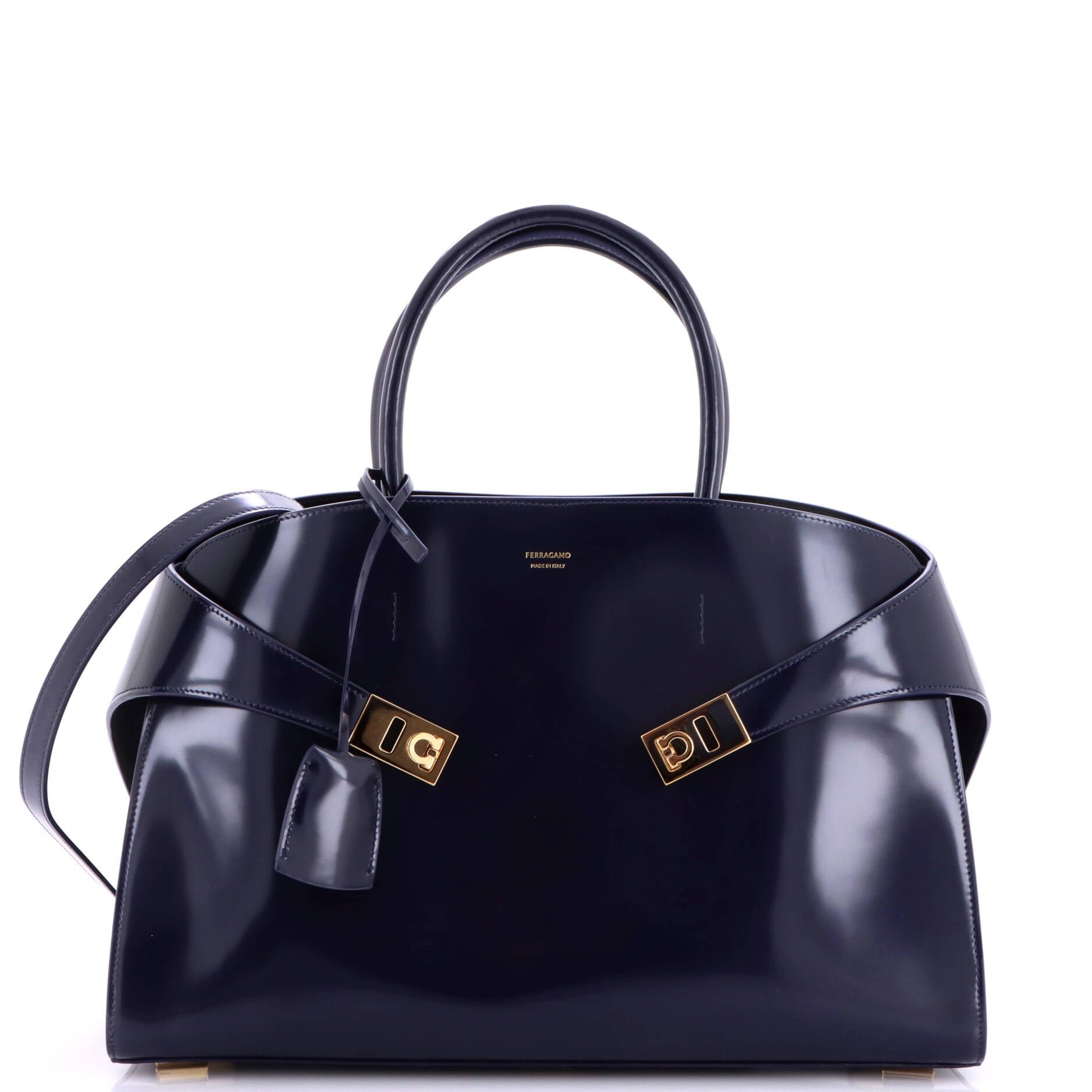 Ferragamo Hug Top Handle Bag Leather Large