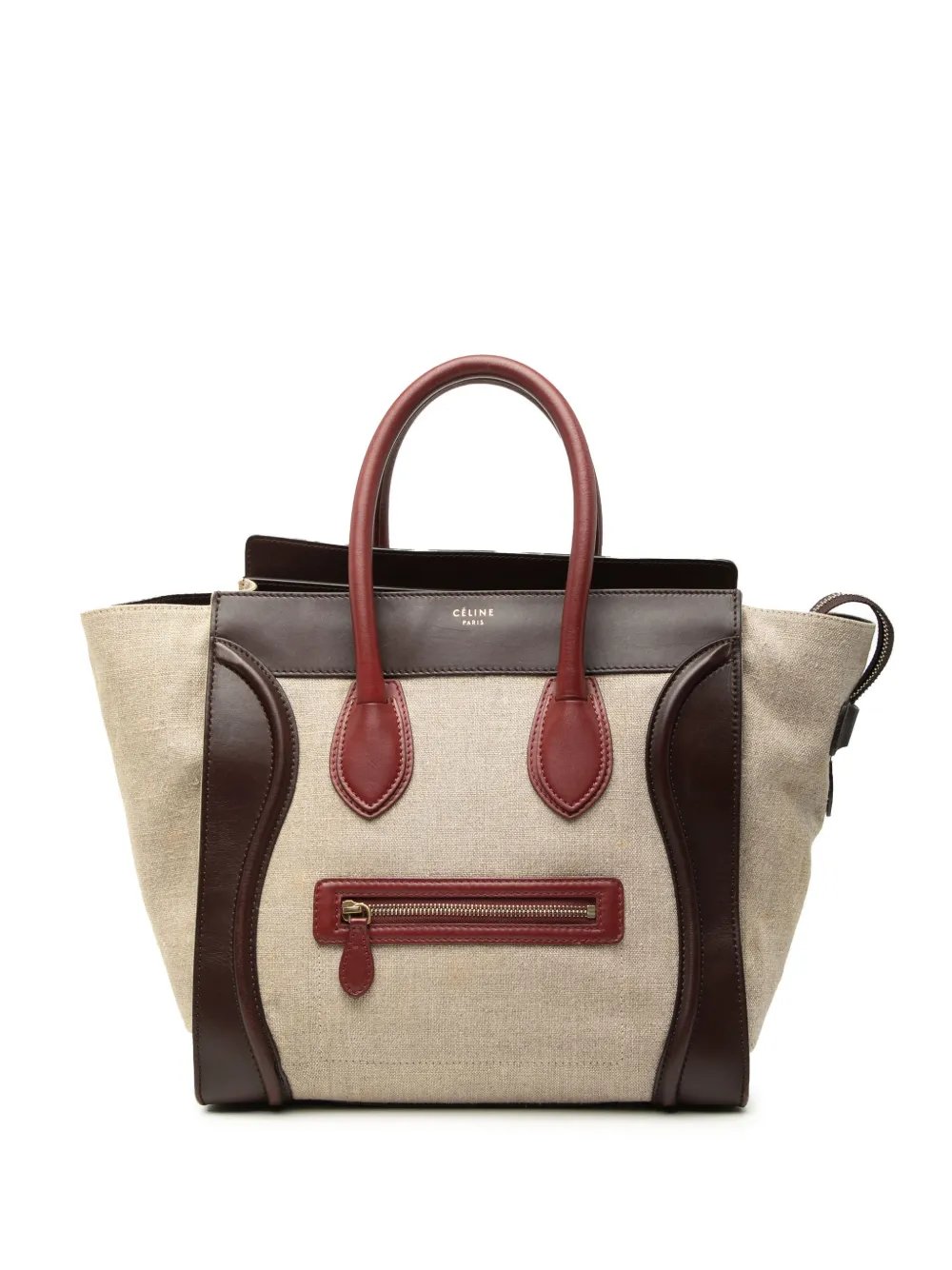 2012 Mini Tricolor Linen and Leather Luggage tote bag