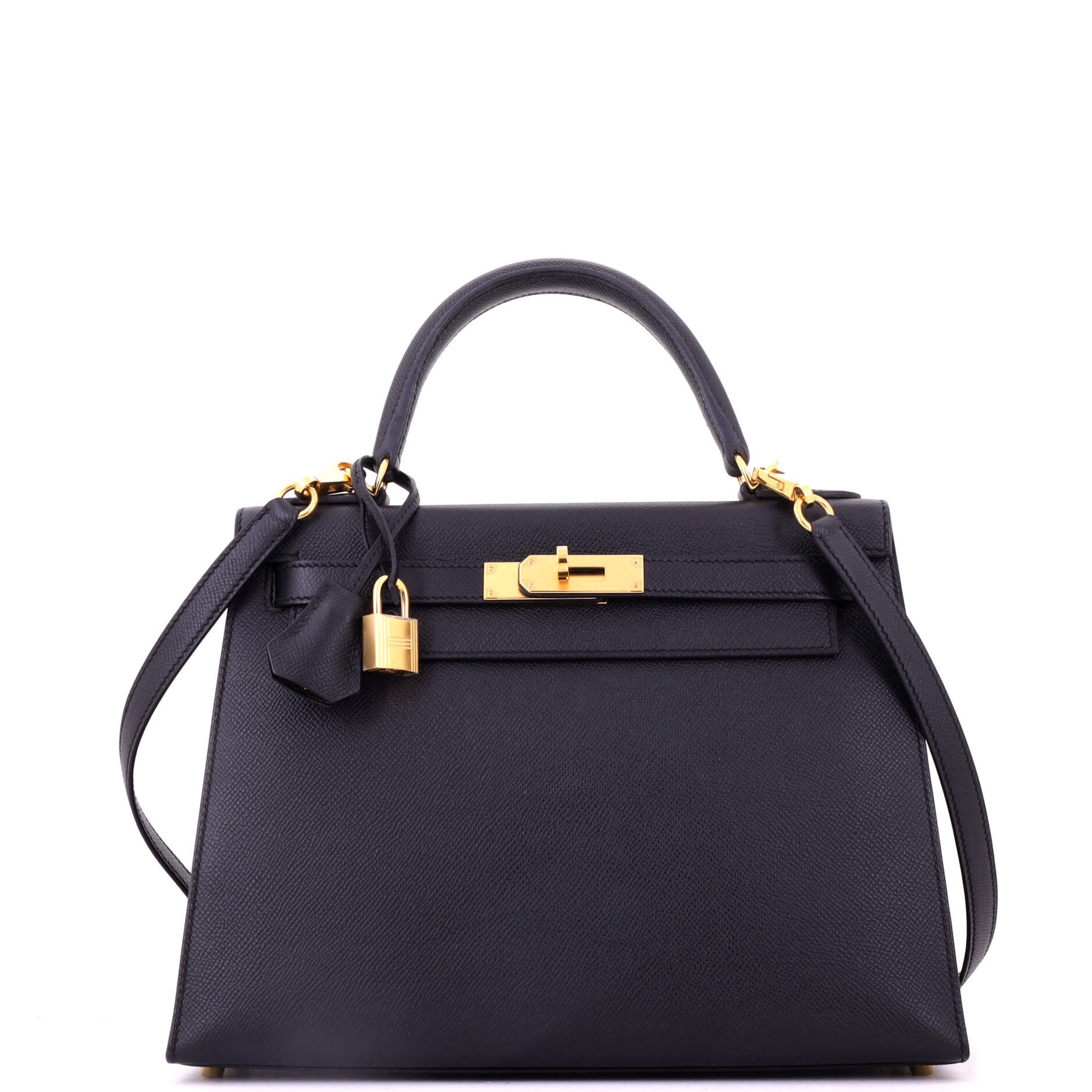 Kelly Handbag Noir Epsom with Gold Hardware 28