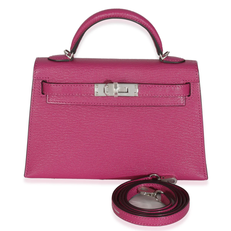 Hermes Rose Pourpre Chèvre Mysore Mini Kelly 20 II Palladium Hardware, 2018