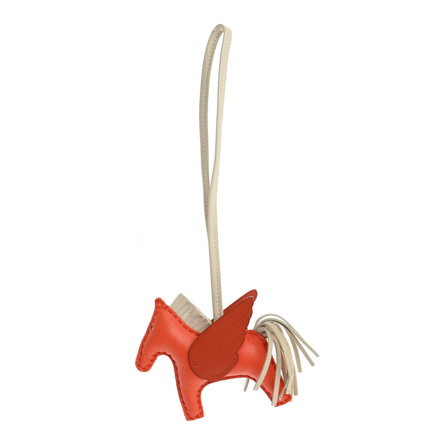 Hermes Milo Lambskin Grigri Rodeo Pegase Horse Bag Charm PM Orange Poppy Craie Terre Battue