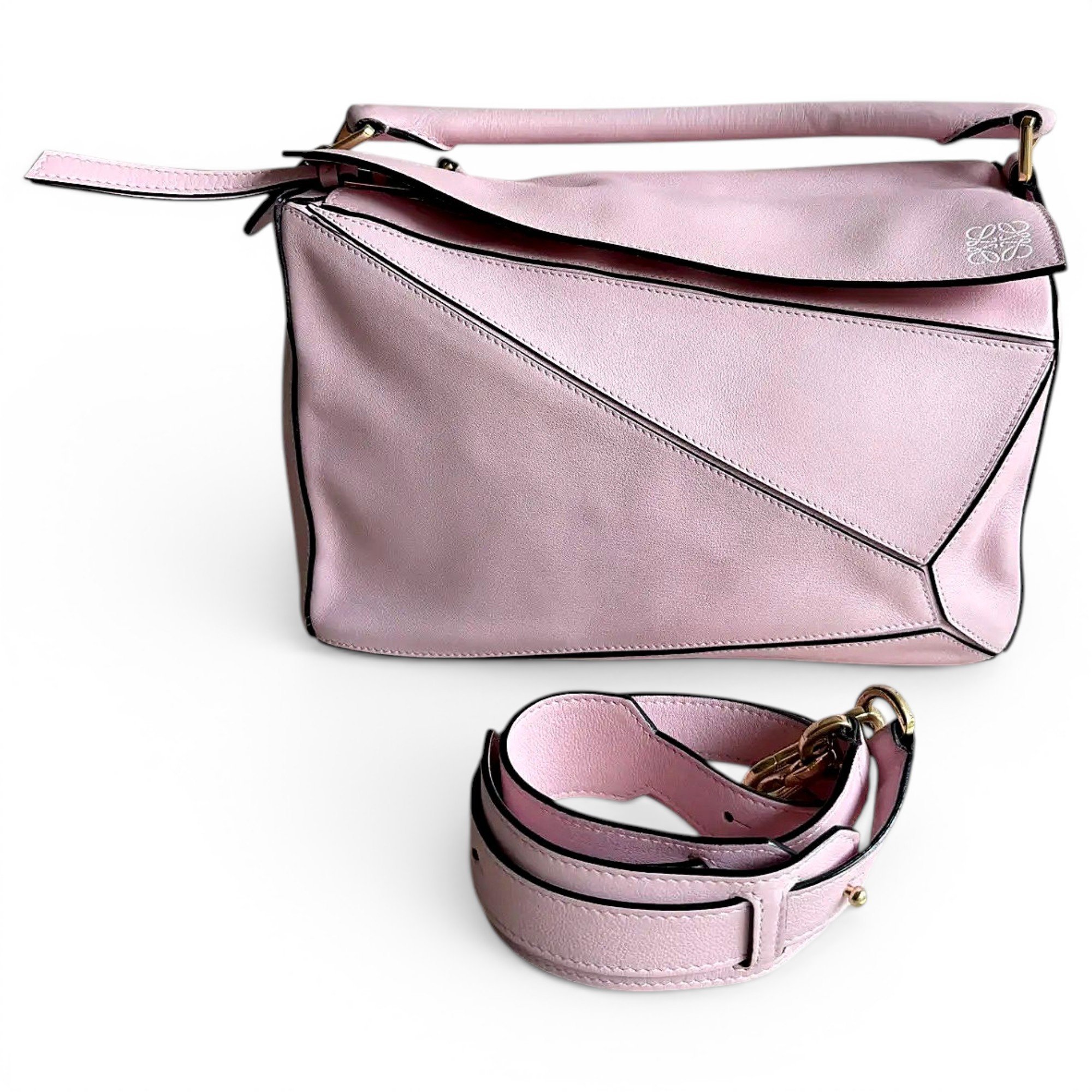 Puzzle leather handbag