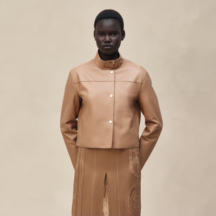 Beige Zénith Leather Jacket