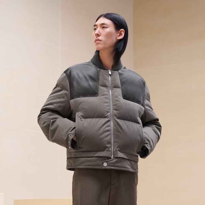 Basalte Puffer Coat With Leather Detail