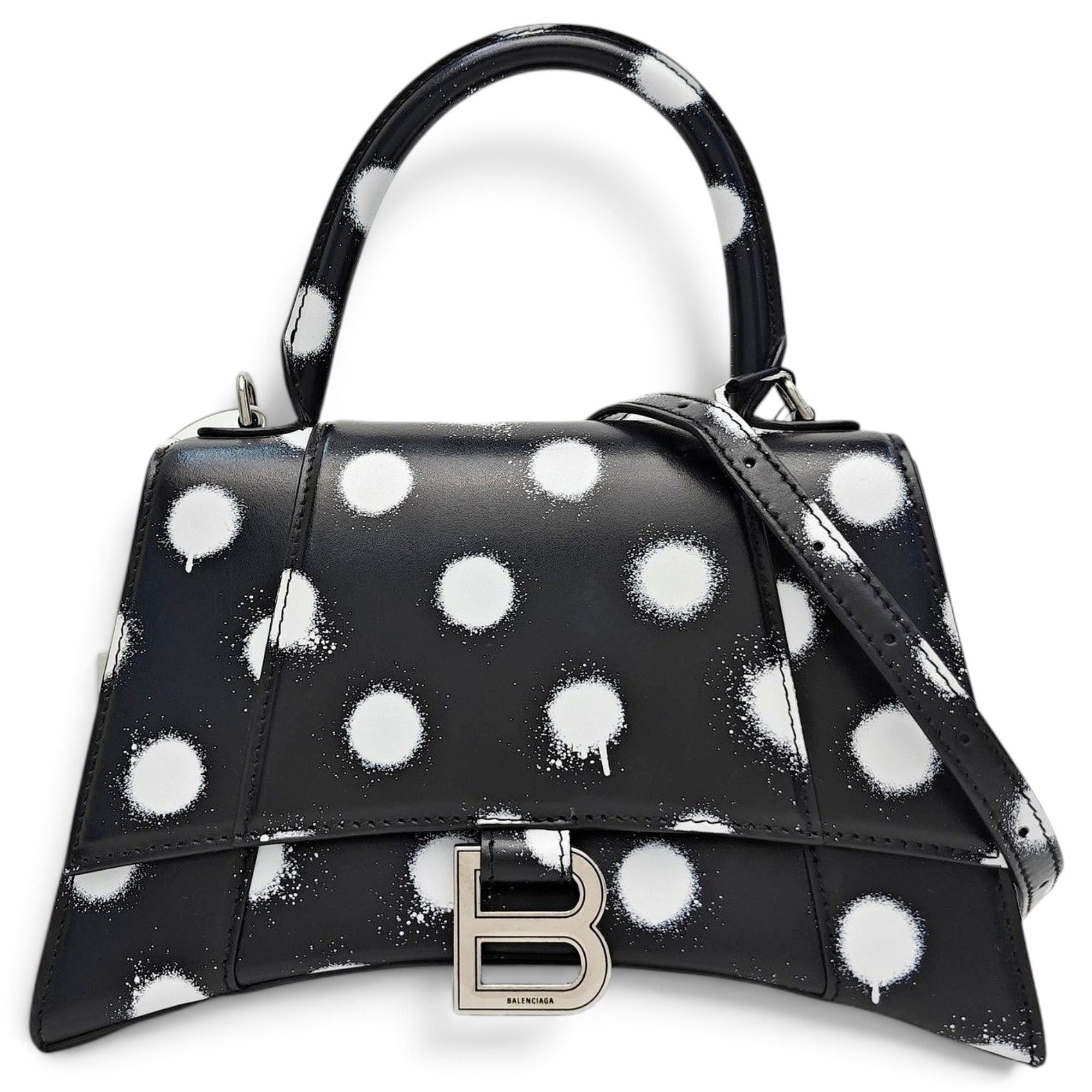 Hourglass leather handbag