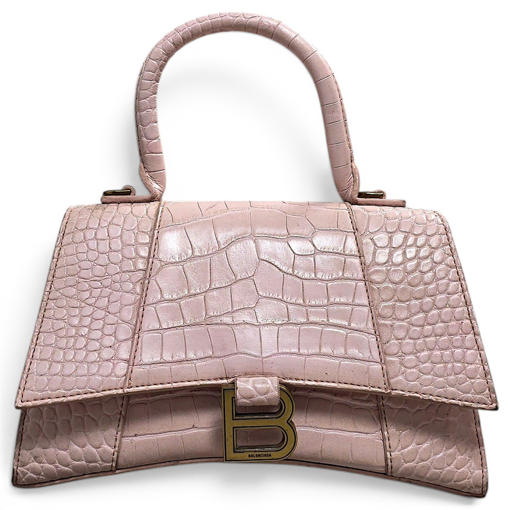Hourglass leather handbag