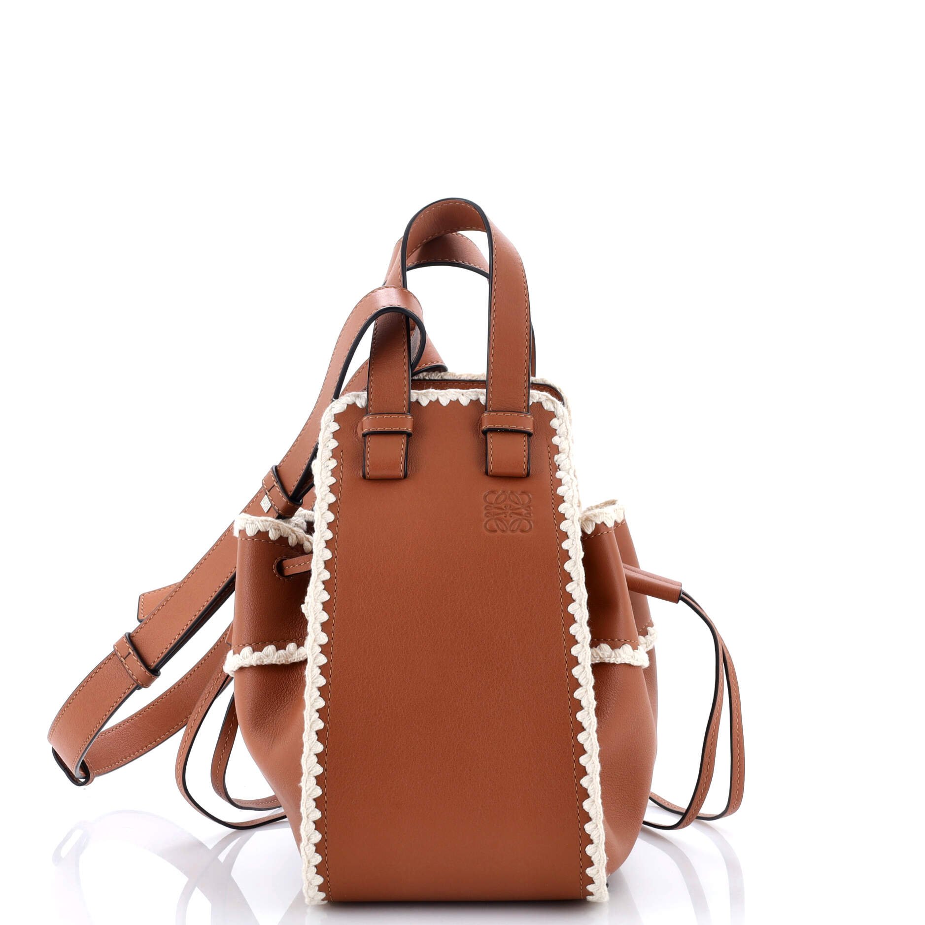 Loewe Hammock Bag Leather with Crochet Detail Small