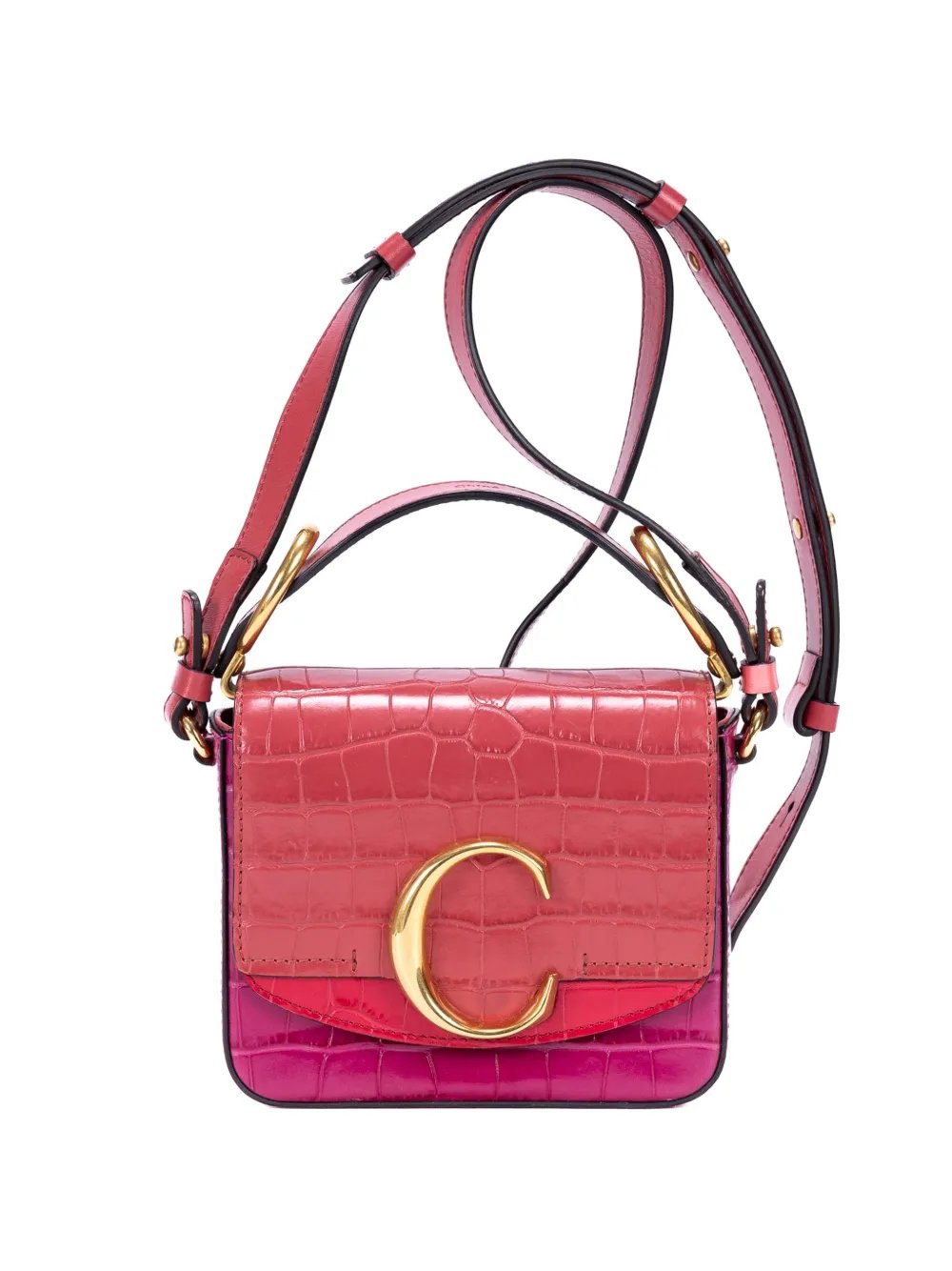 C crocodile-effect shoulder bag