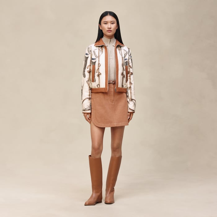 Beige Parchemin "A Propos De Bottes" Bomber Jacket