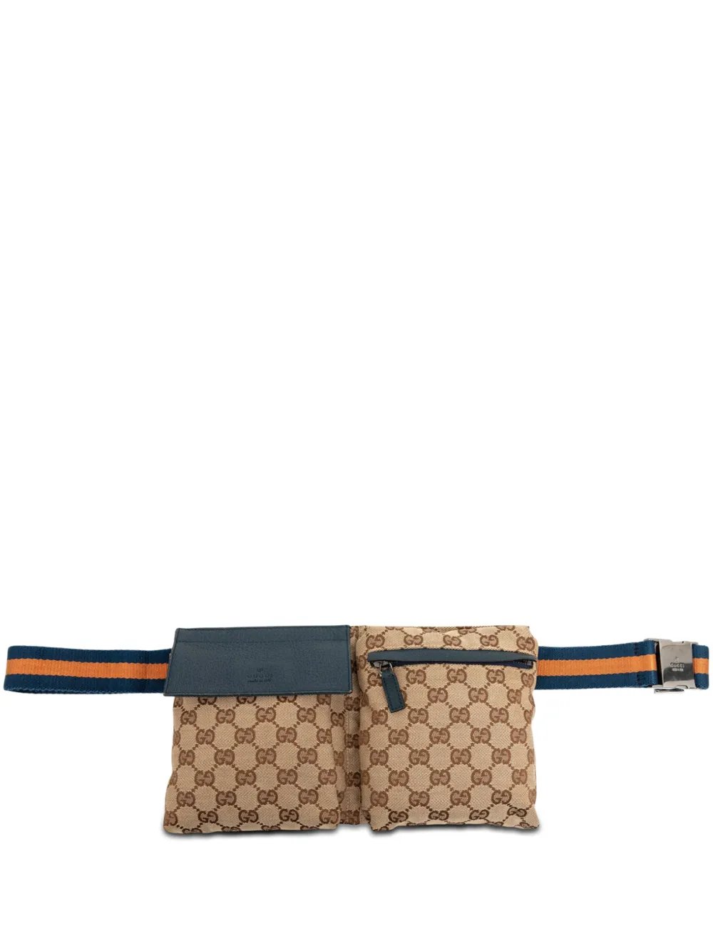 2000-2015 GG Canvas Web Double Pocket belt bag