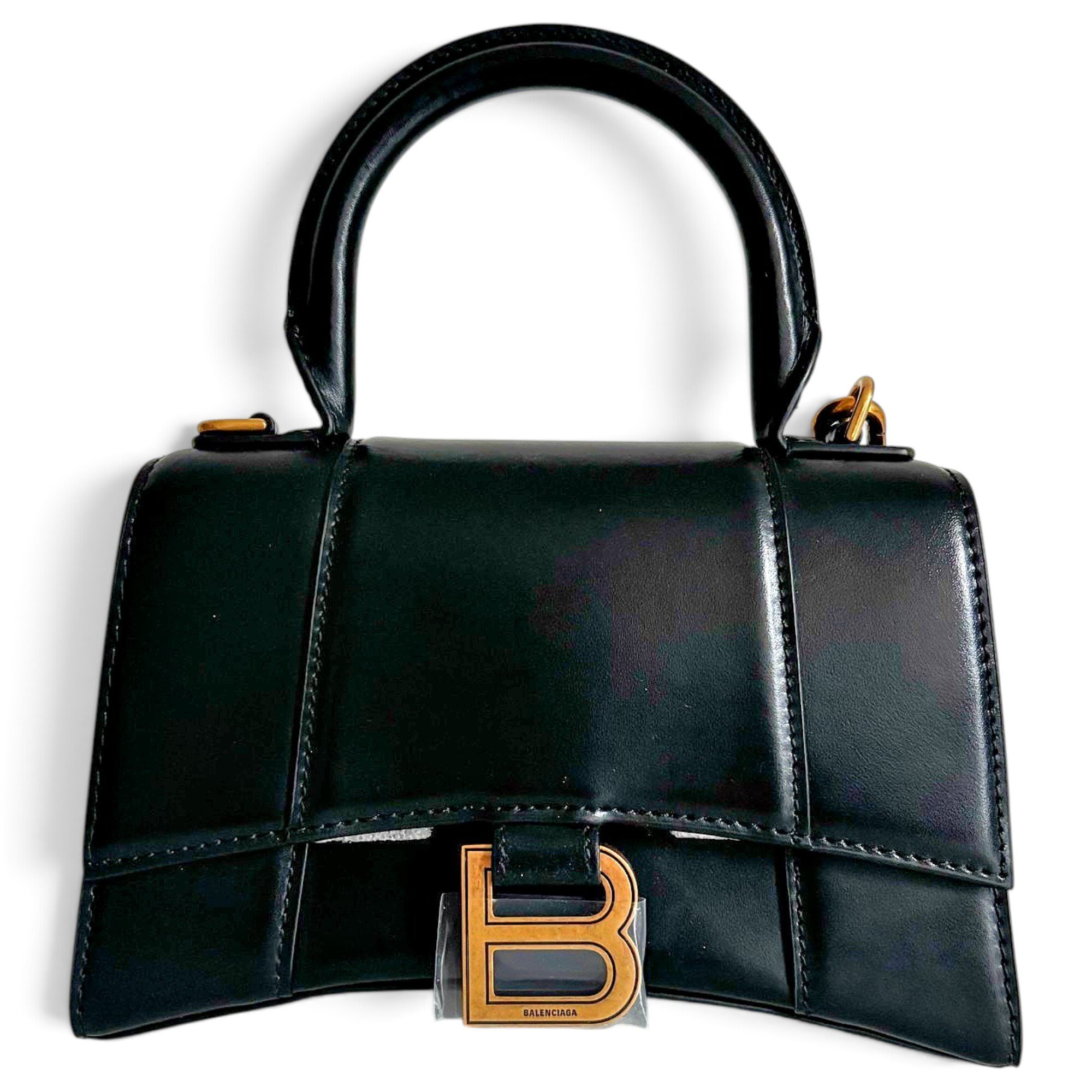 Hourglass leather handbag