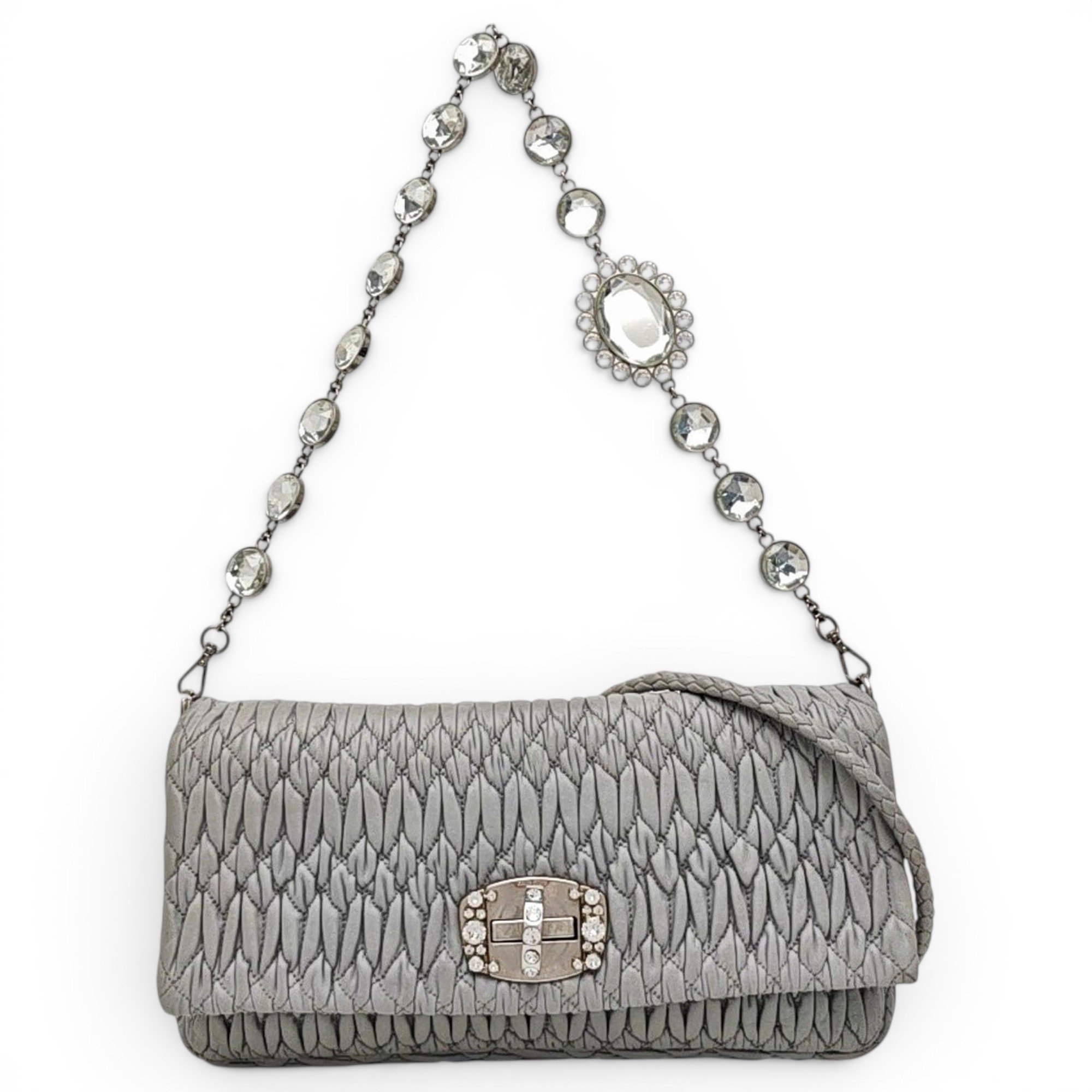 Miu Crystal leather handbag