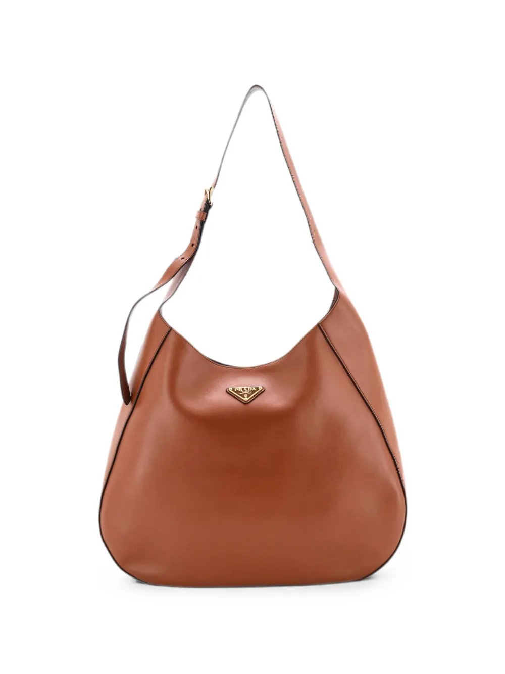 Triangle Logo Curved City Calf Large hobo bag