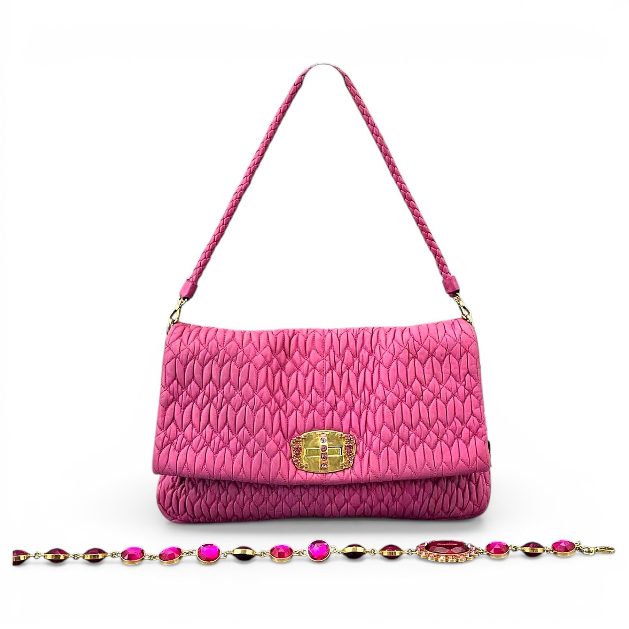 Miu Crystal leather handbag