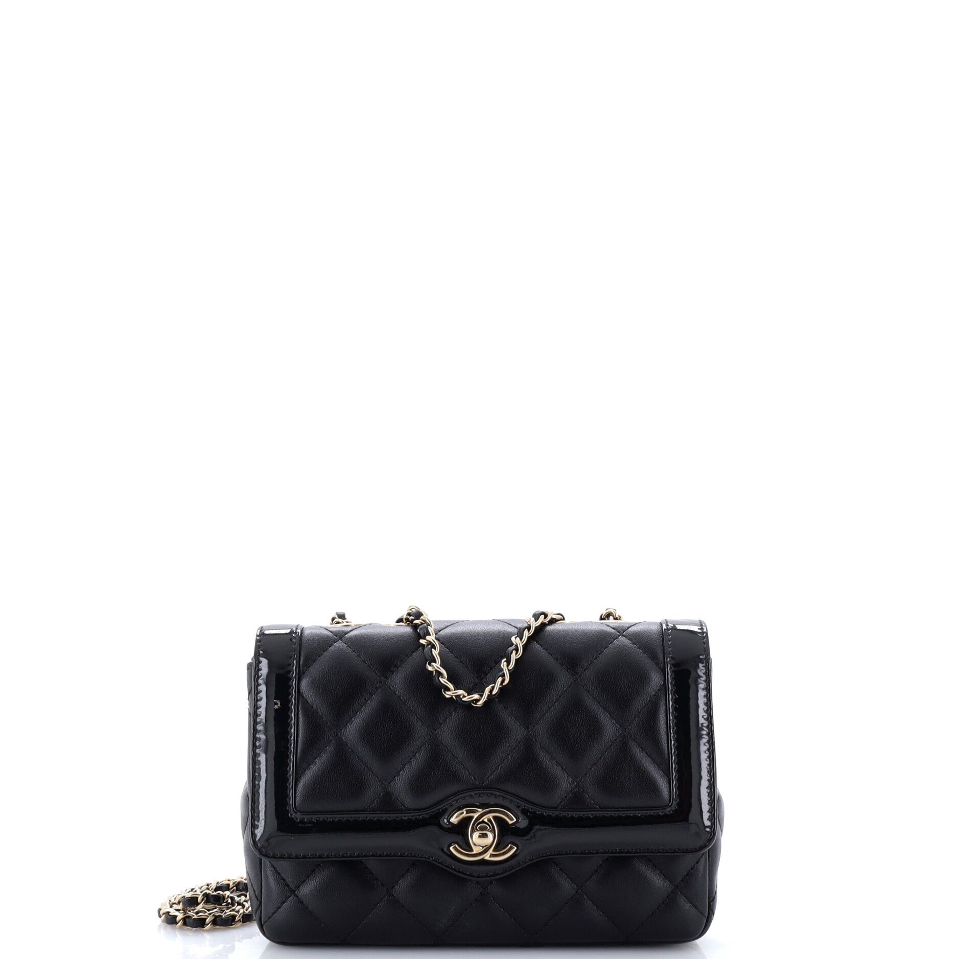 Two Tone Flap Bag NM Quilted Lambskin with Patent Small