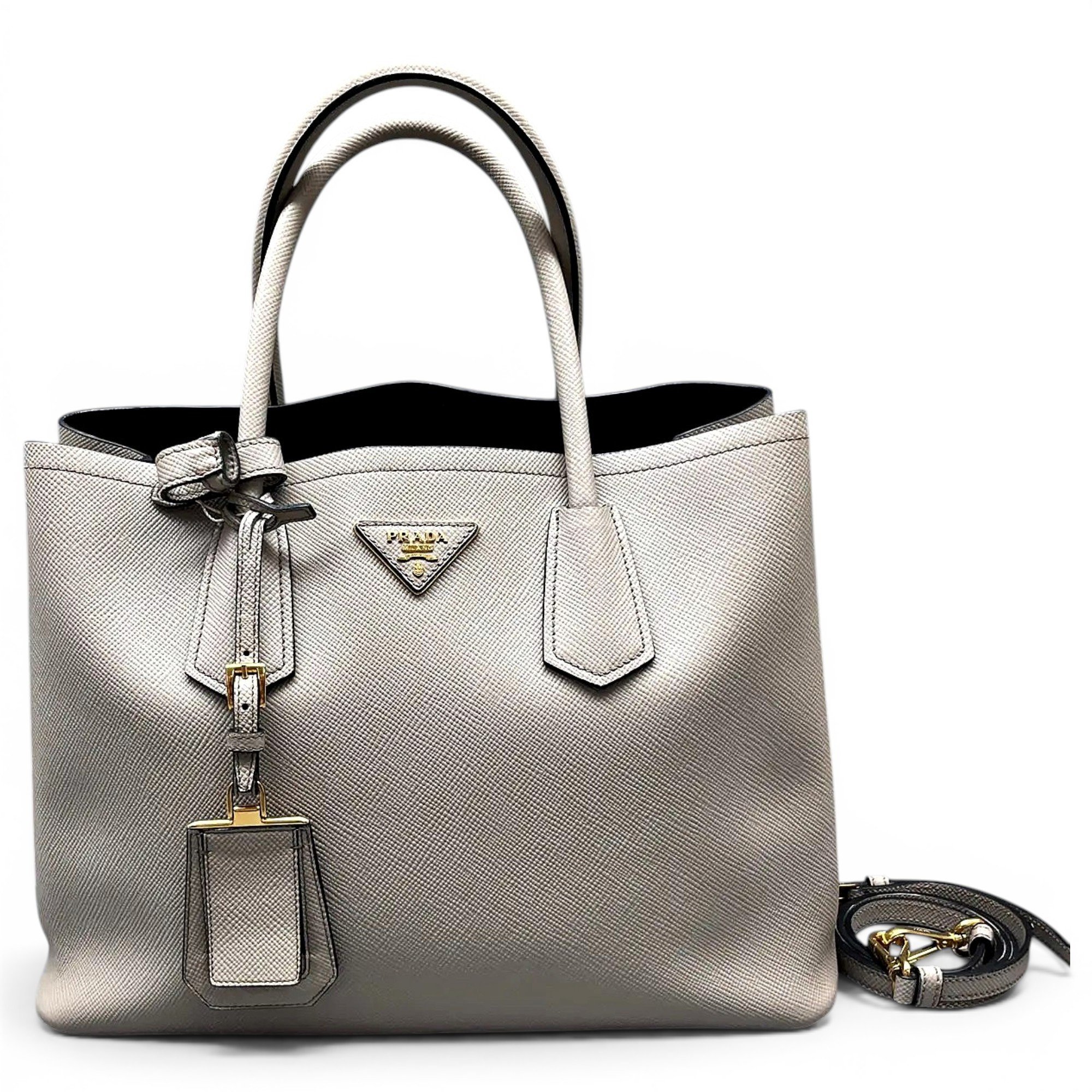 Double leather handbag