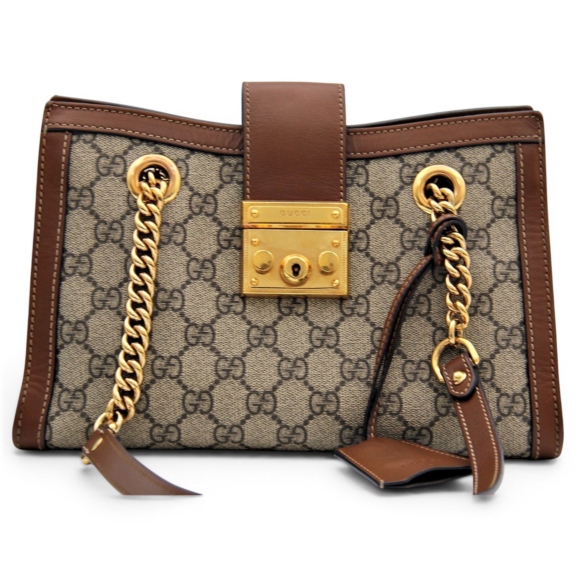 Padlock leather handbag