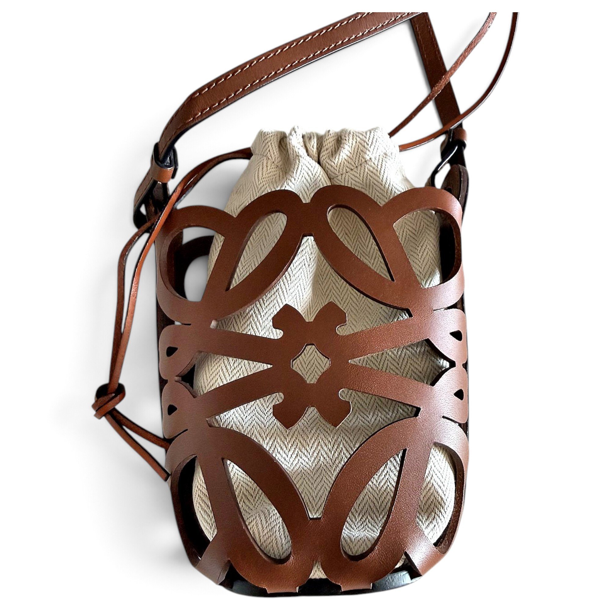 Slit leather crossbody bag