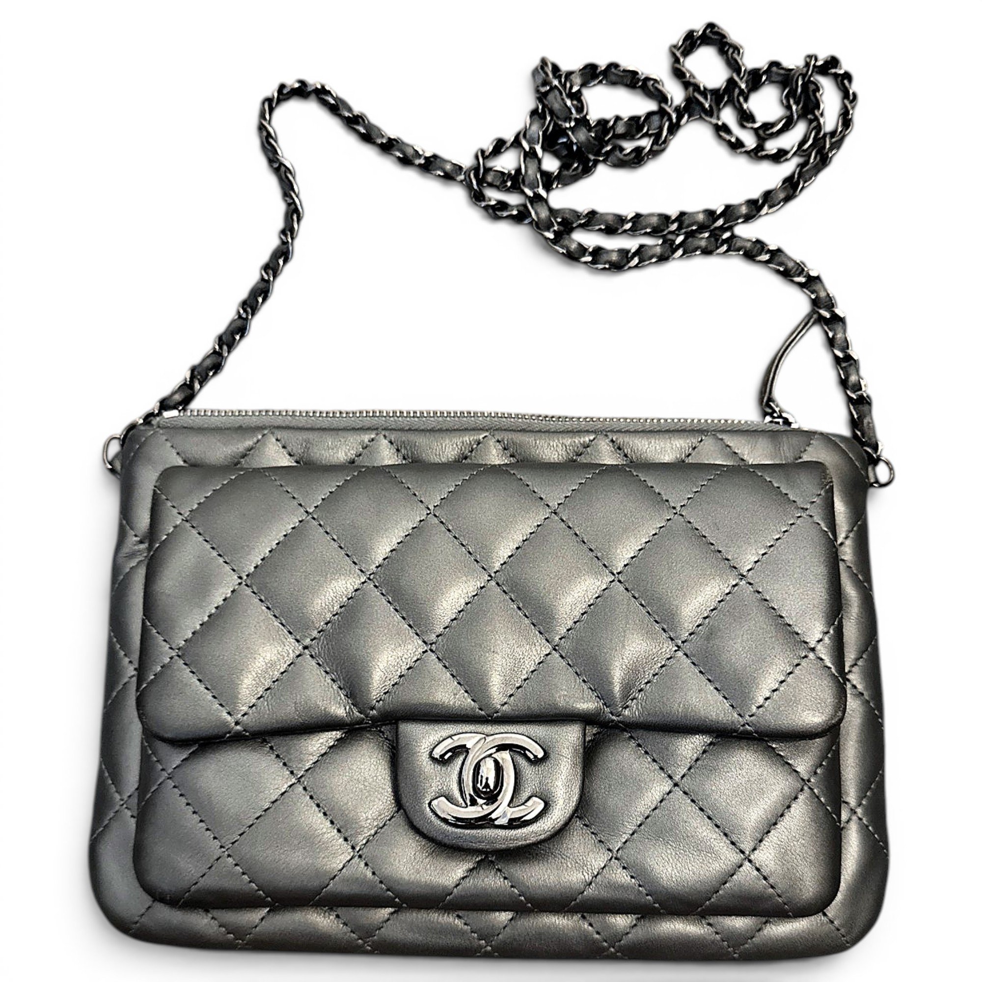 Wallet On Chain leather handbag