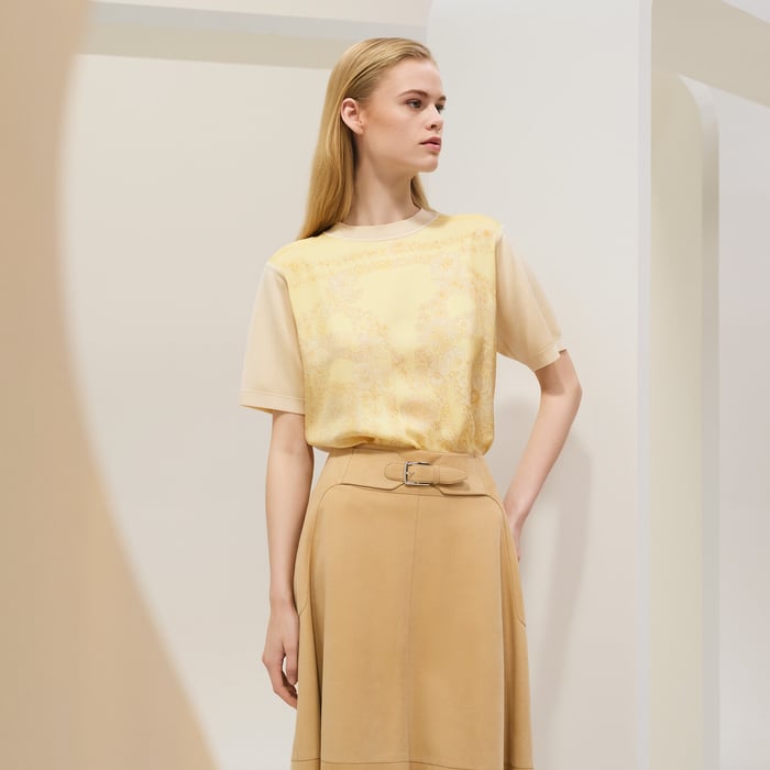 Jaune Aurore "Brides De Gala En Fleurs" Short-sleeve Twillaine Sweater