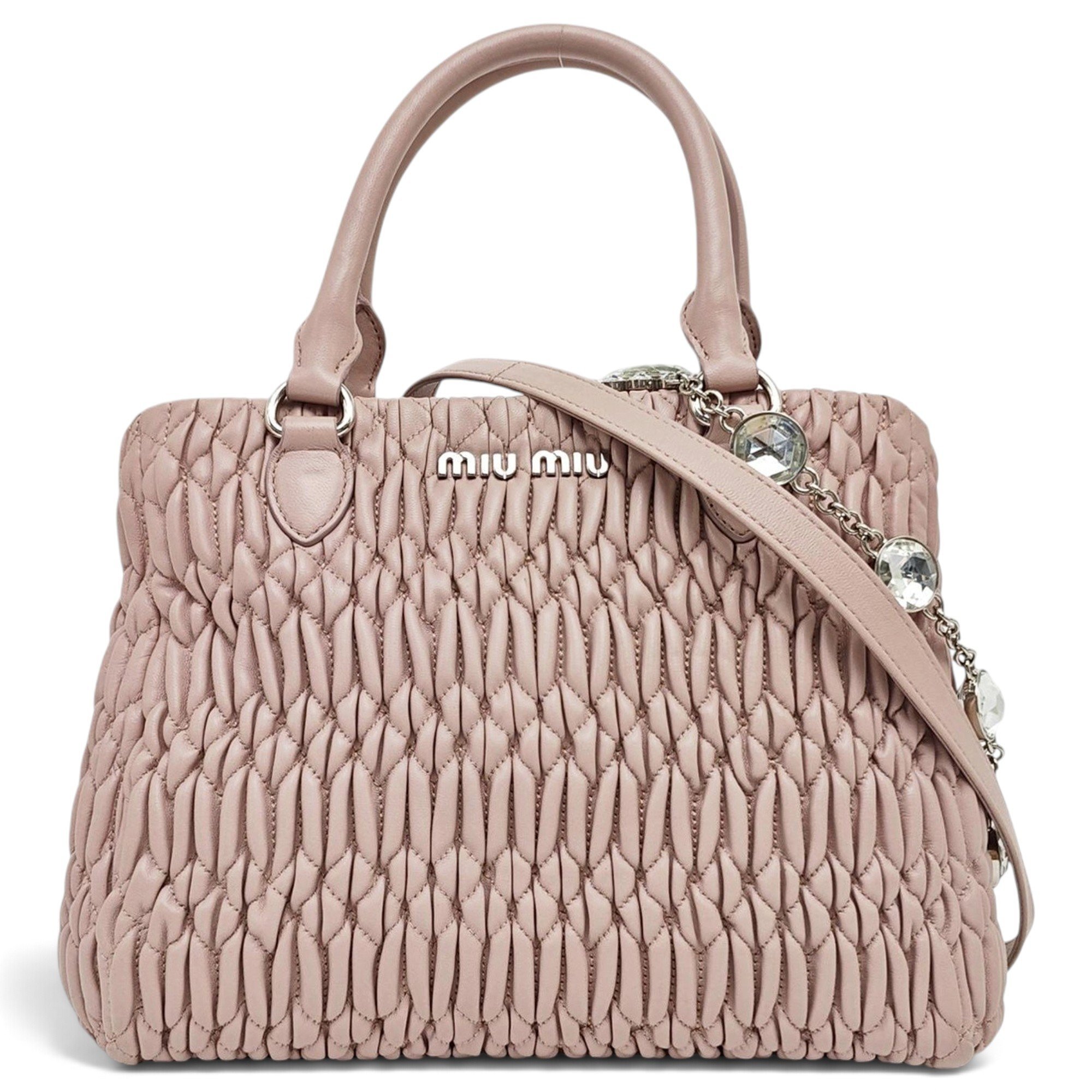 Miu Crystal leather handbag