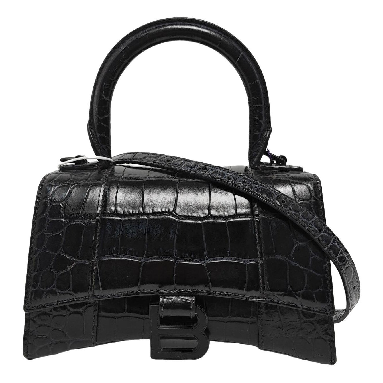 Hourglass leather handbag