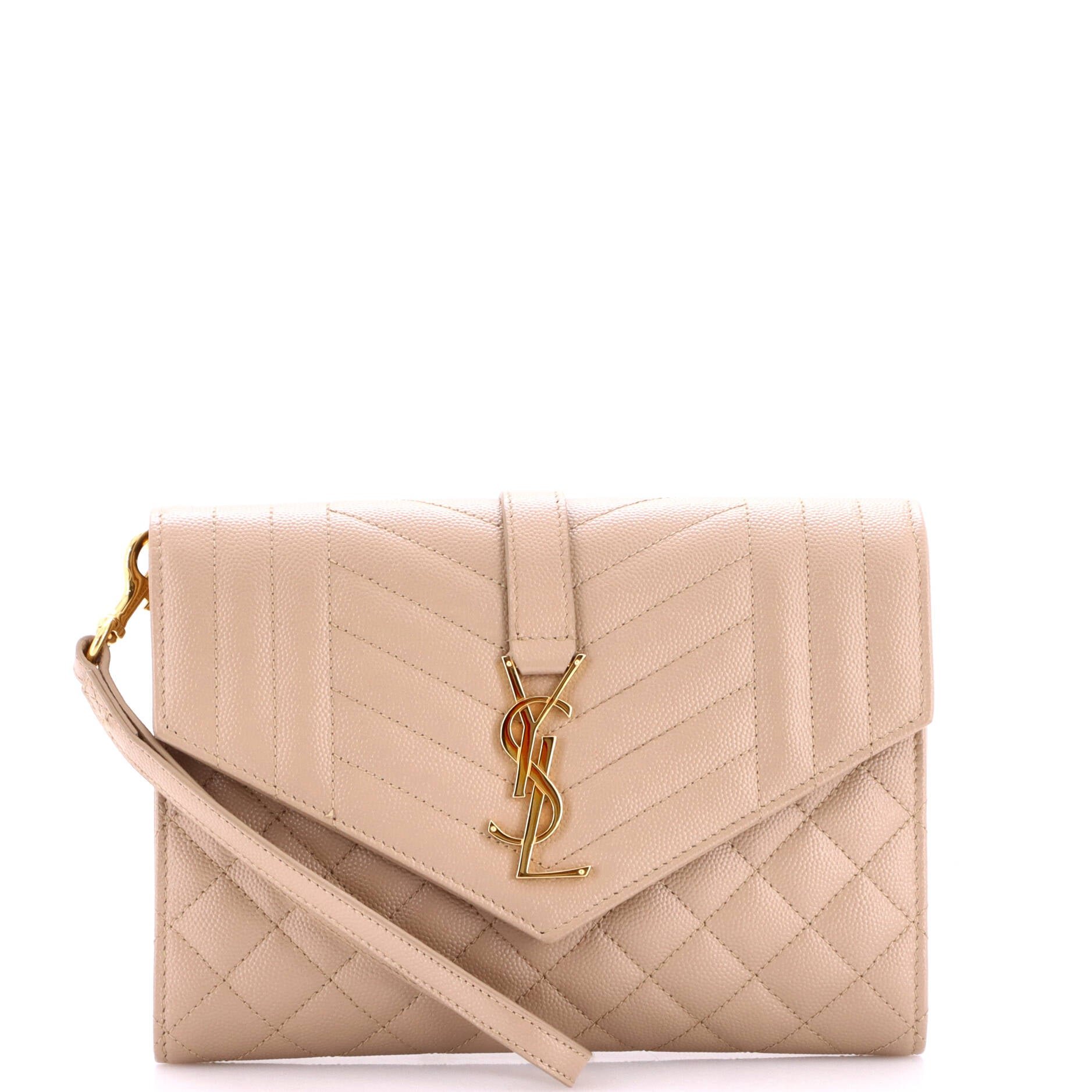 Classic Monogram Envelope Wristlet Clutch Mixed Matelasse Leather