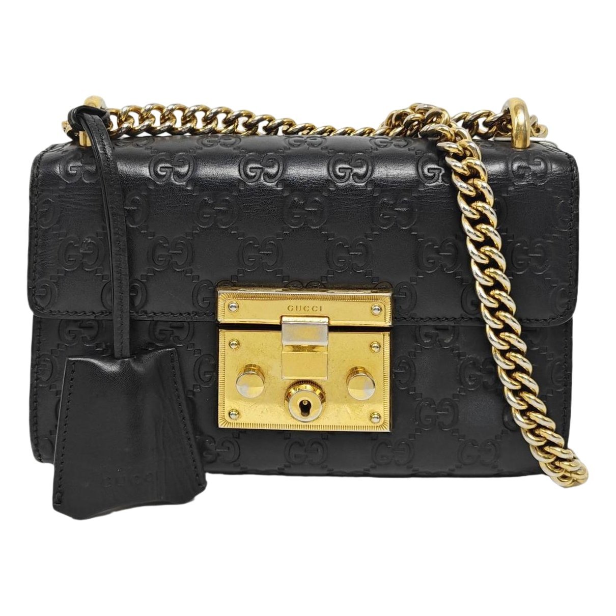 Padlock leather handbag