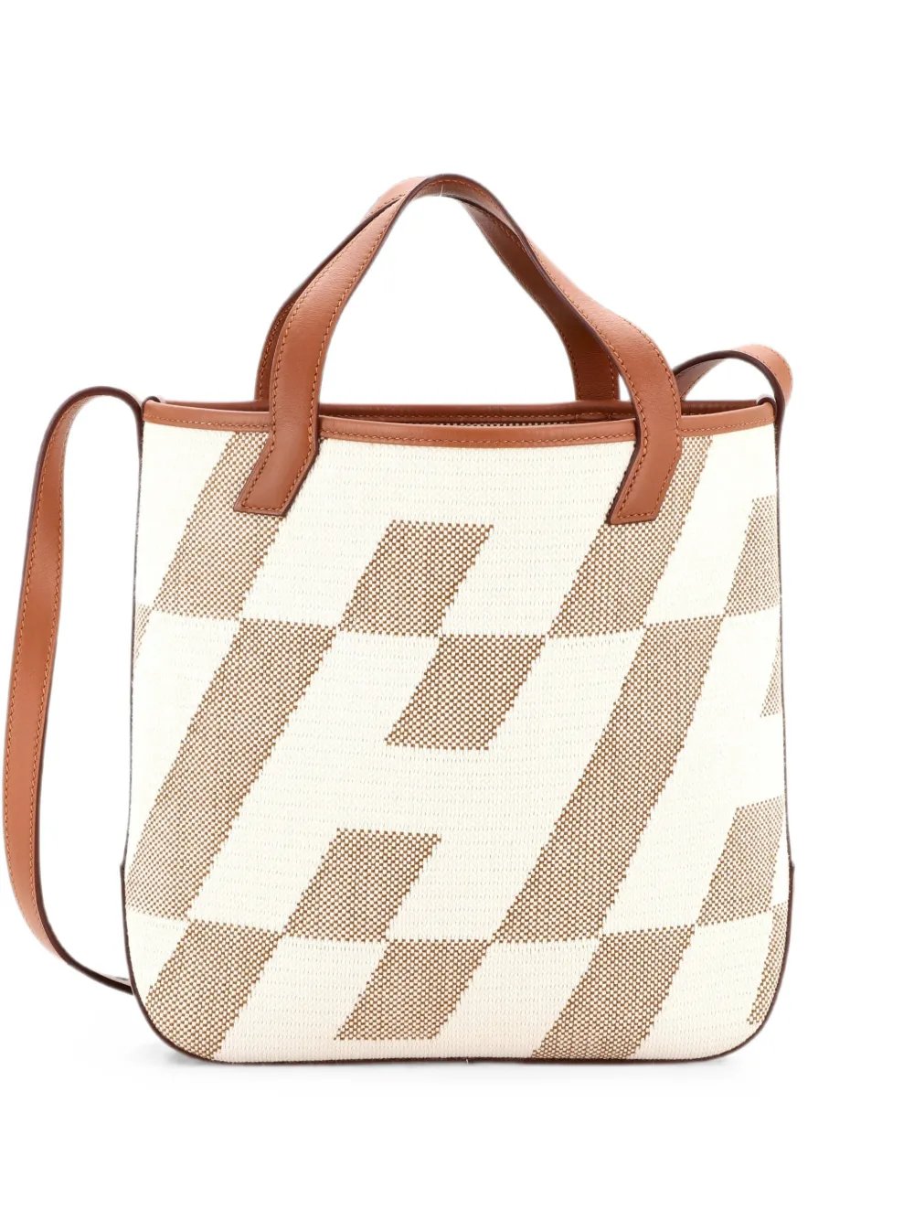 Cabas H en Biais Tote Canvas with Leather 27 shoulder bag