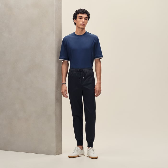 Indigo T-shirt With "Sellier" Detail