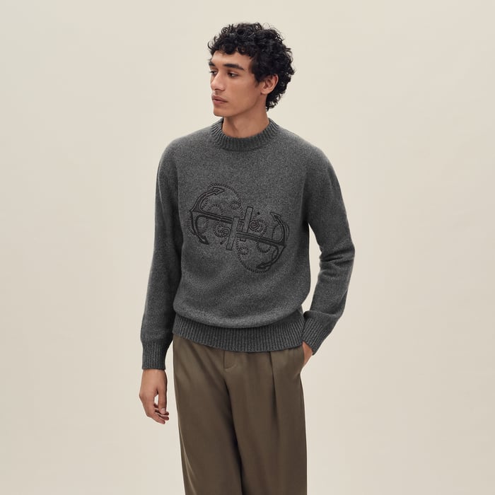 Anthracite "Ancre En H" Crewneck Sweater
