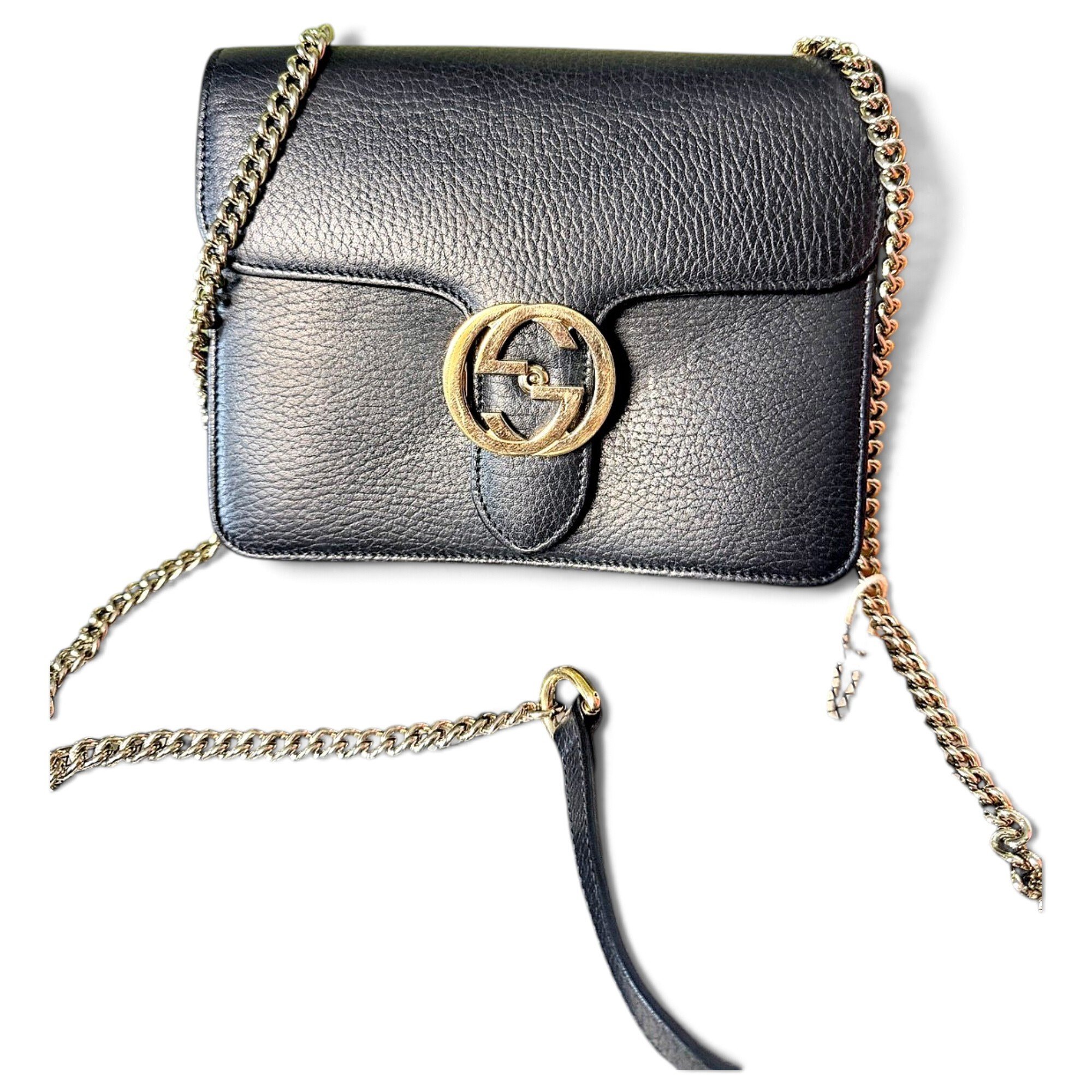 Interlocking leather crossbody bag