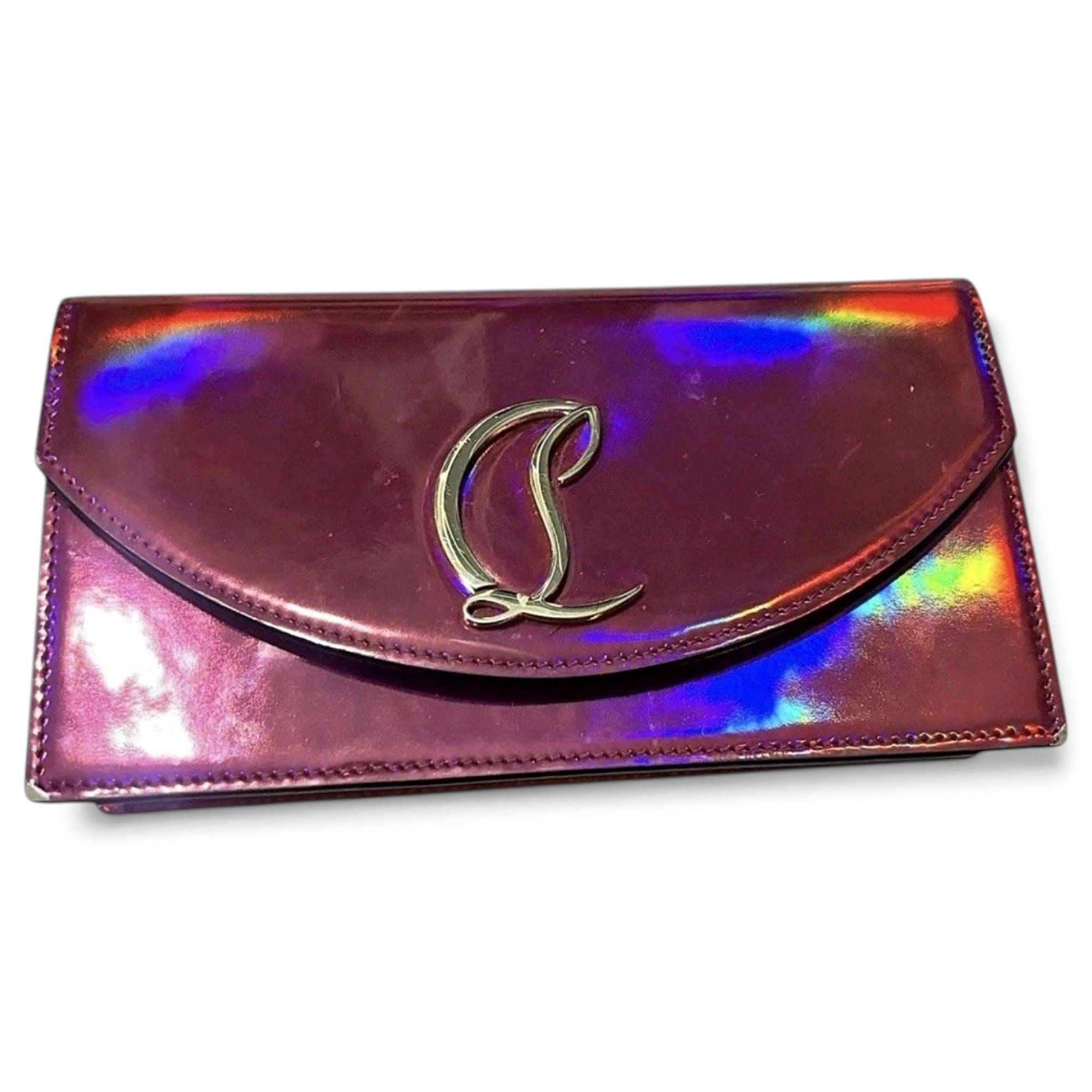 Loubiposh patent leather clutch bag