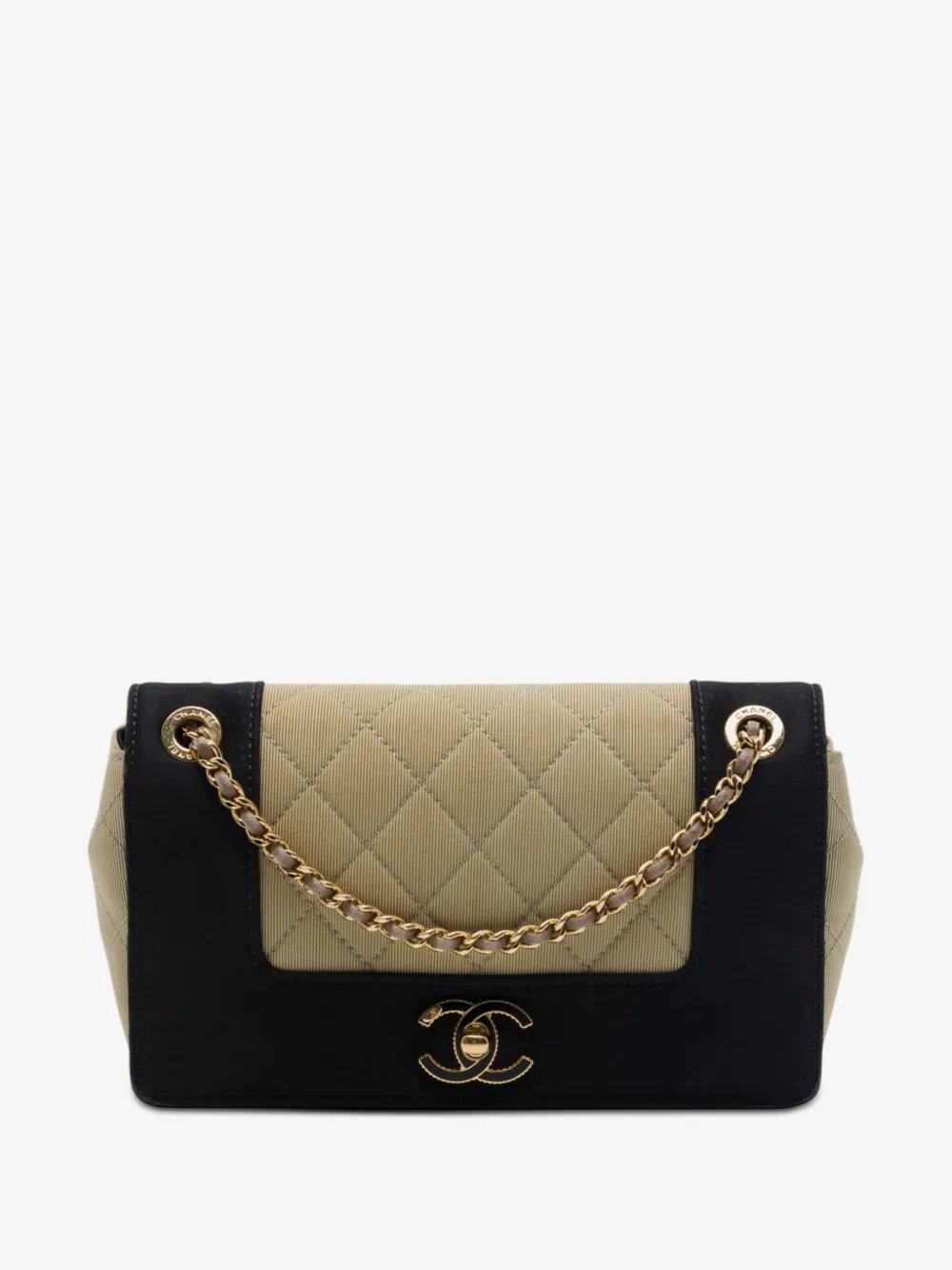 2017-2018 Small Quilted Bicolor Grosgrain Mademoiselle Single Flap crossbody bag
